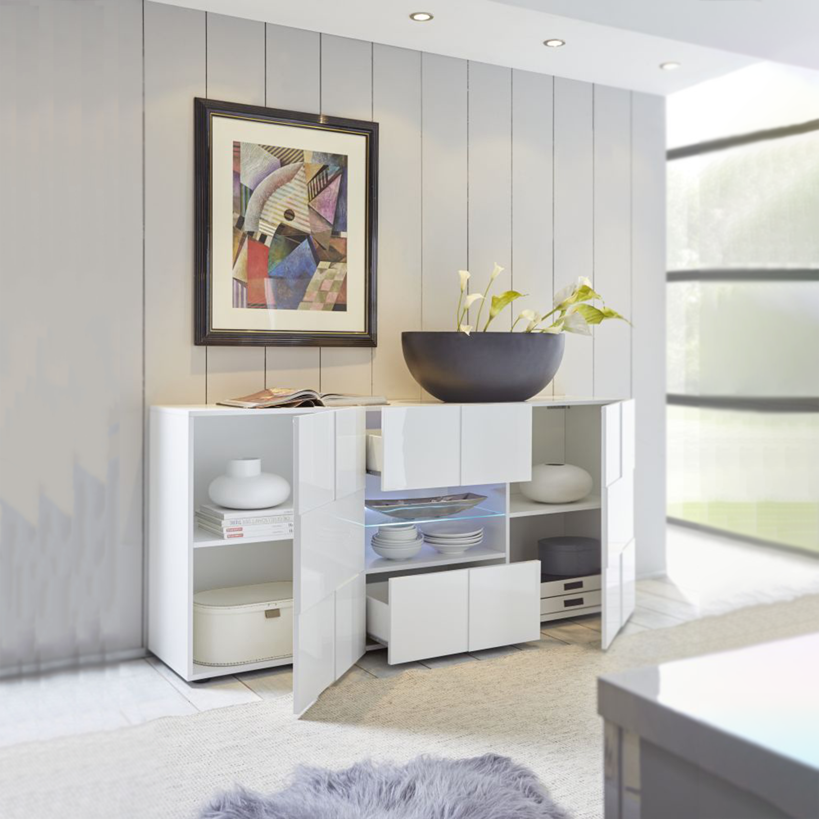 "Dama" wooden entrance sideboard with 2 doors and 2 drawers, 181x43 cm, 84h