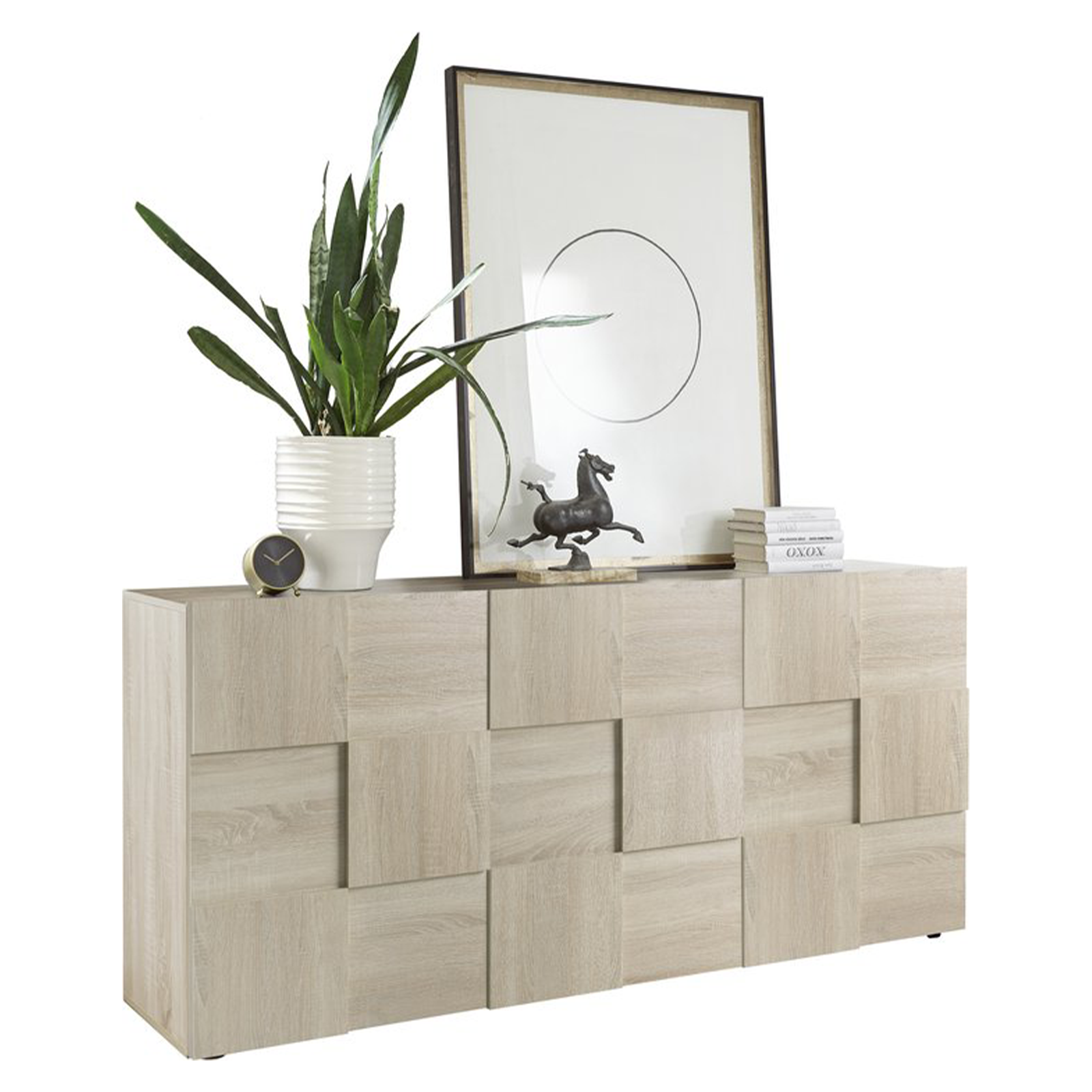 "Dama" wooden entrance sideboard, living room furniture with 3 doors, 181x43 cm, 84h