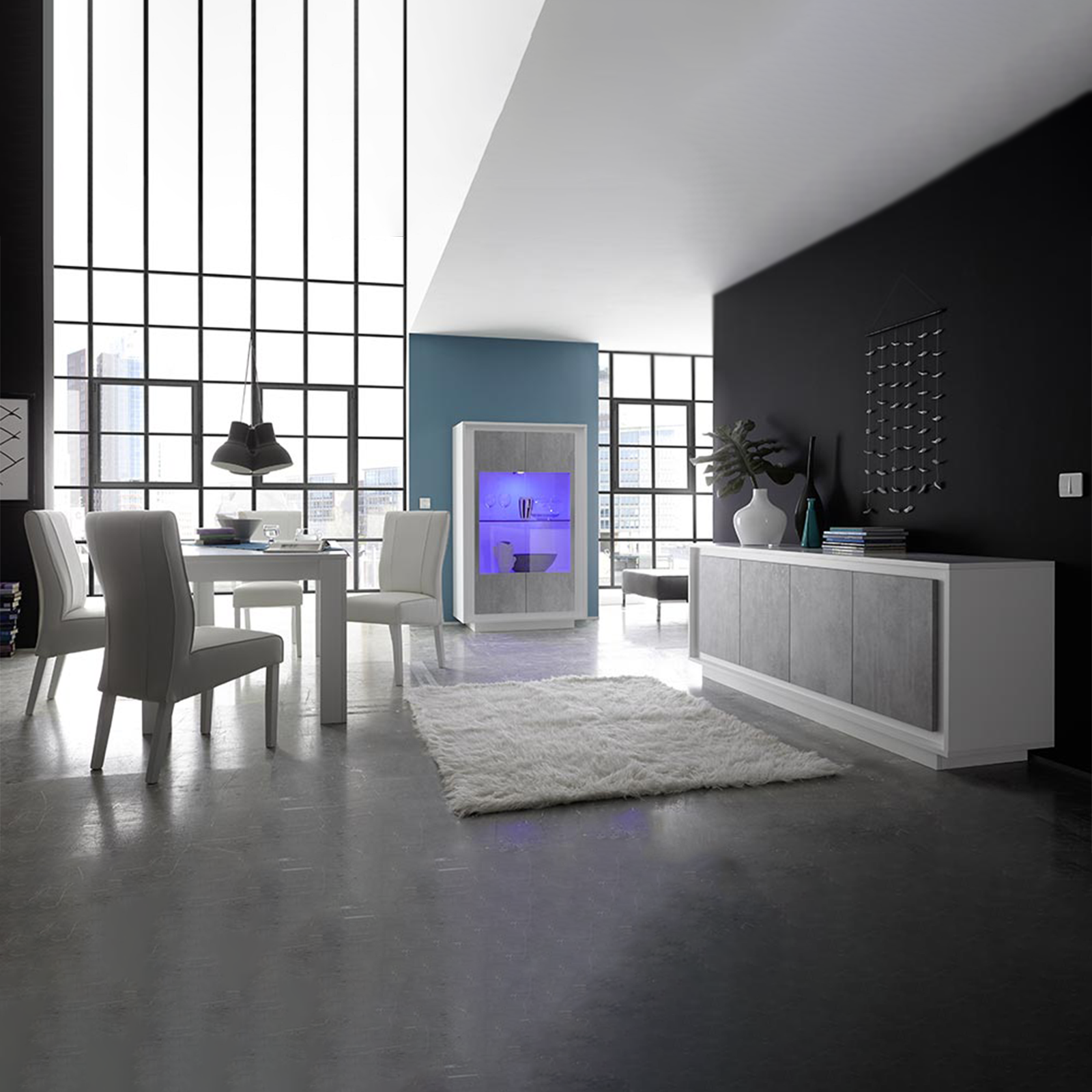 Extendable dining table "Sky" in matt white wood 137/185x90 cm 79h