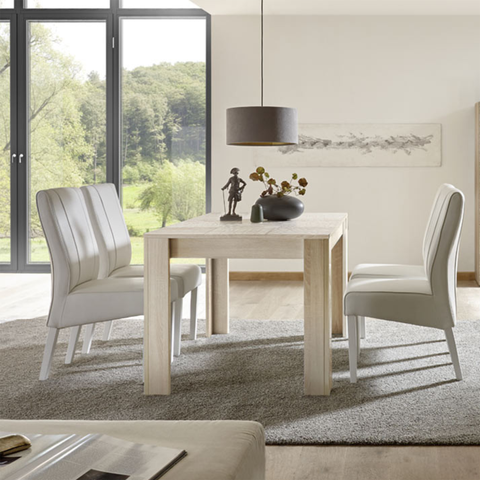 Extendable modern table "Miro" in screen-printed wood cm 137/185x90 79h