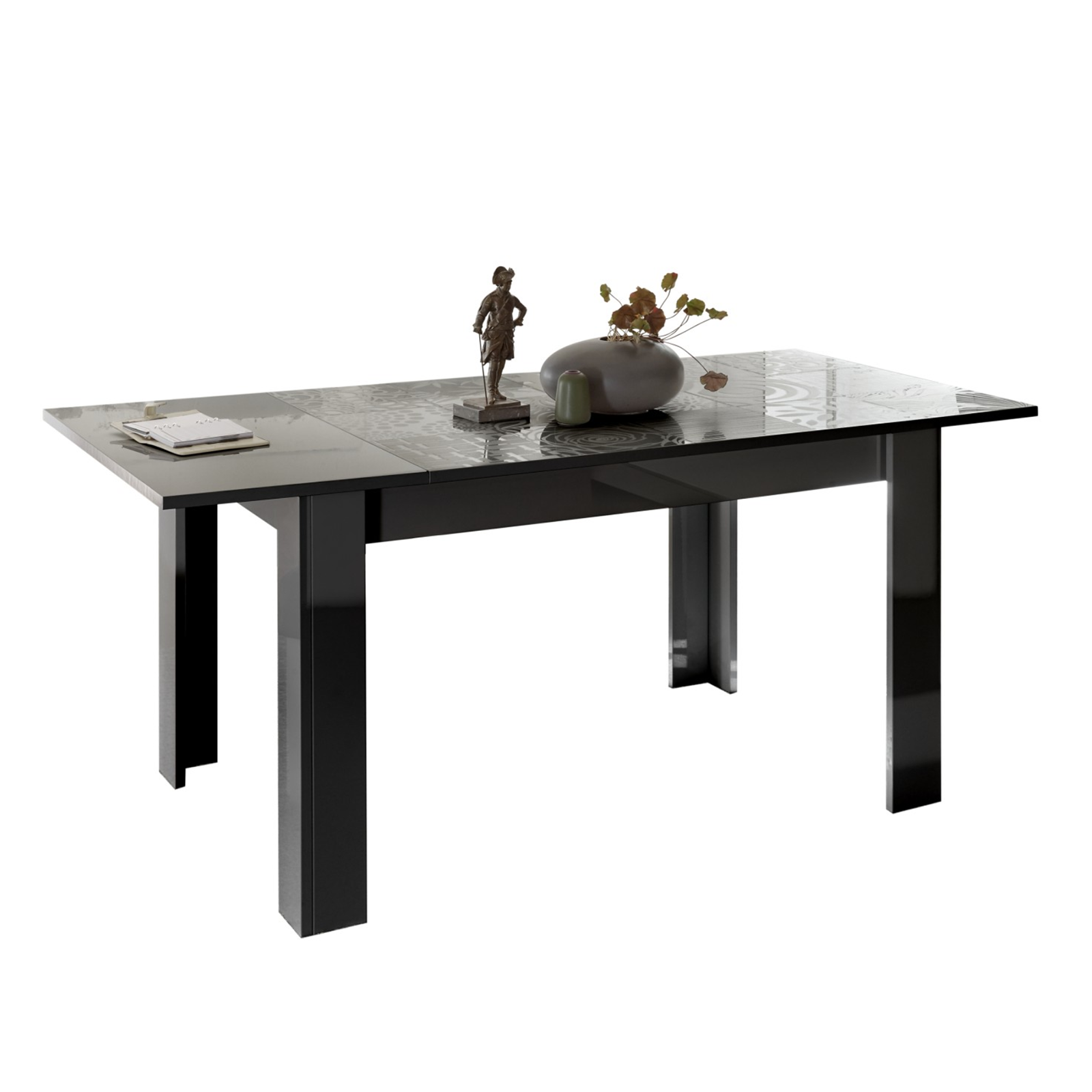 Extendable modern table "Miro" in screen-printed wood cm 137/185x90 79h