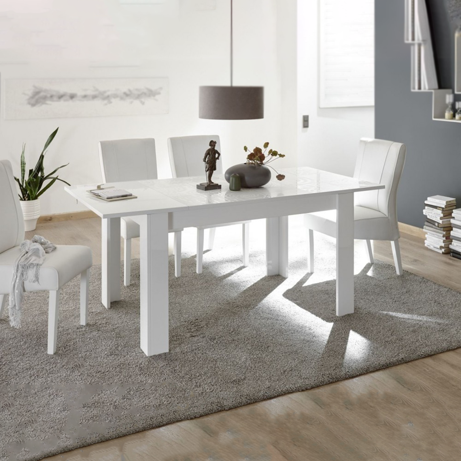 Extendable modern table "Miro" in screen-printed wood cm 137/185x90 79h