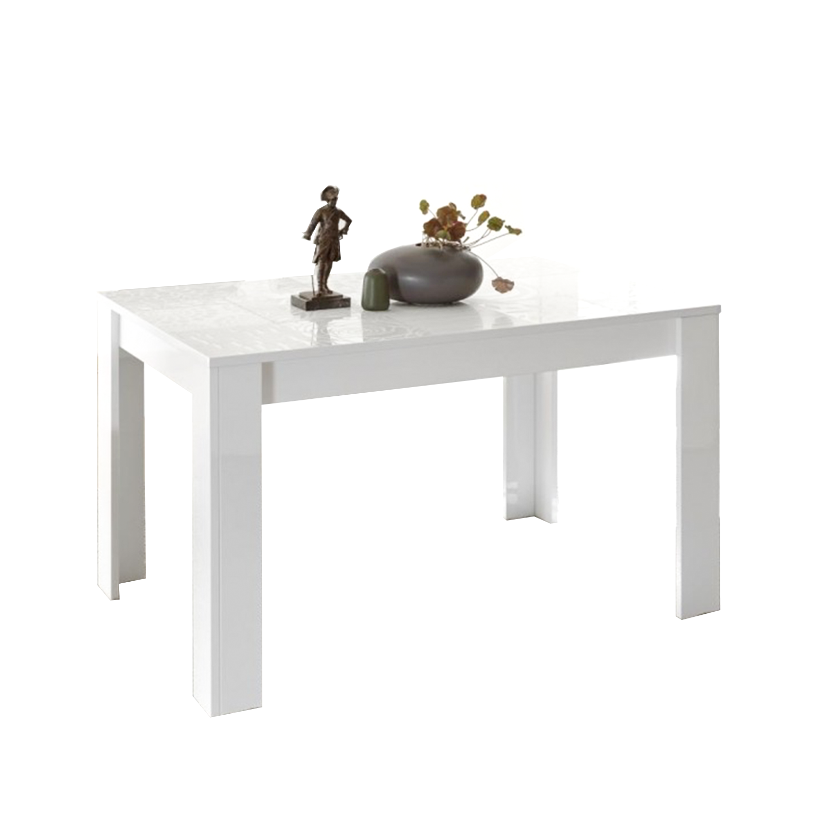 Fixed modern table "Urban" in white silk-screened wood, 180x90 cm, 79h