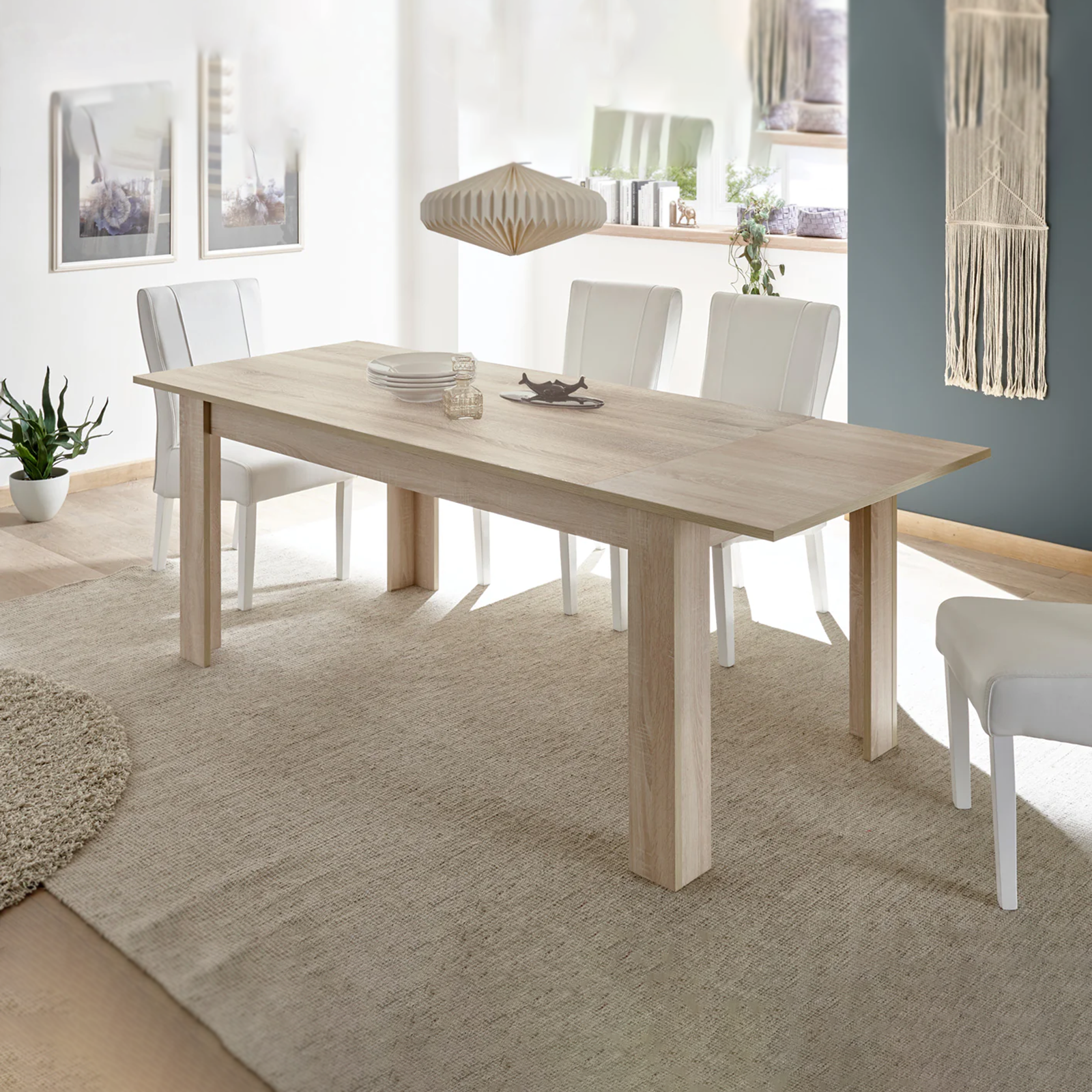 Extendable modern table "Dama" in oak wood 137/185x90 cm 79h