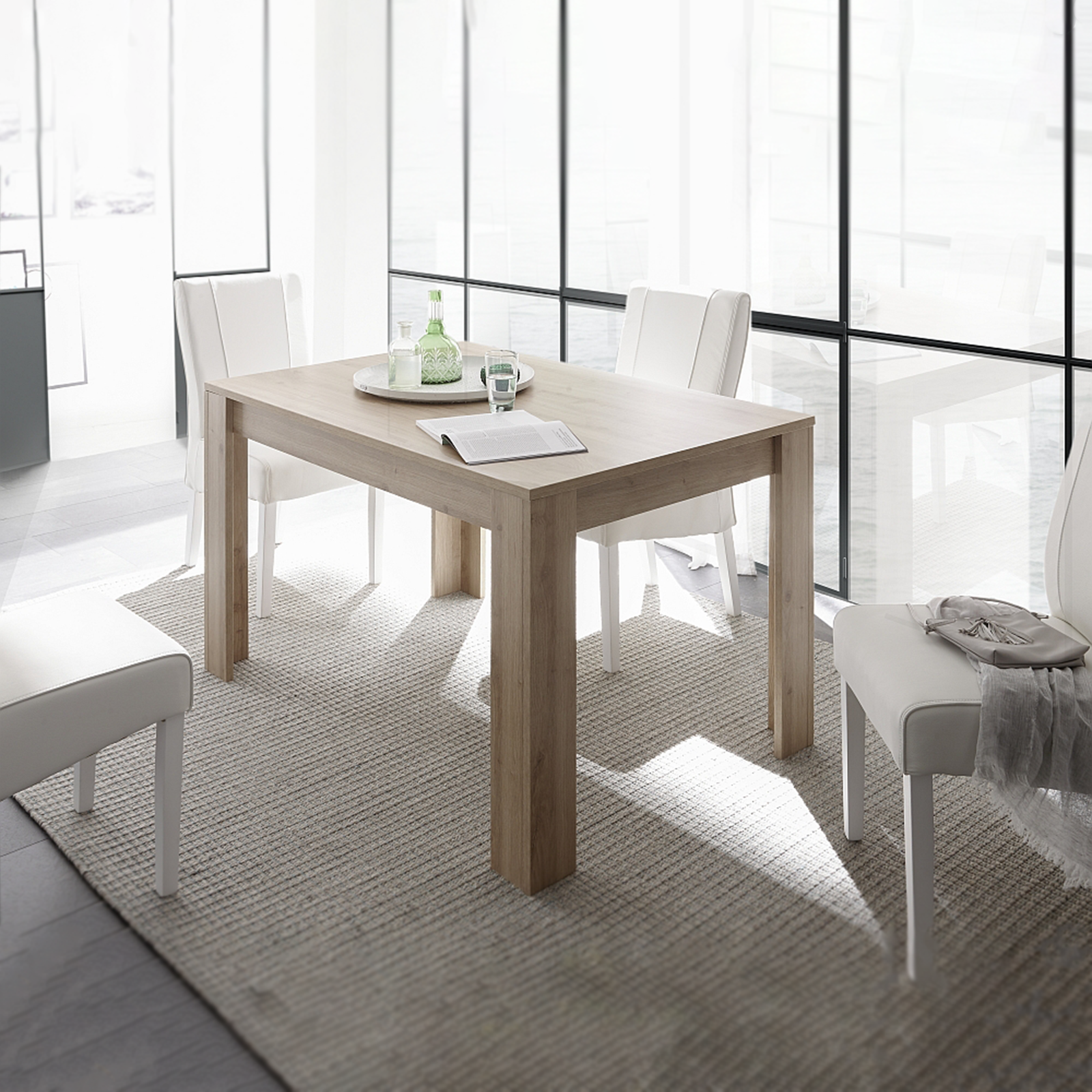 Modern extendable table "Firenze" in oak wood 137/185 x 90 cm 79h