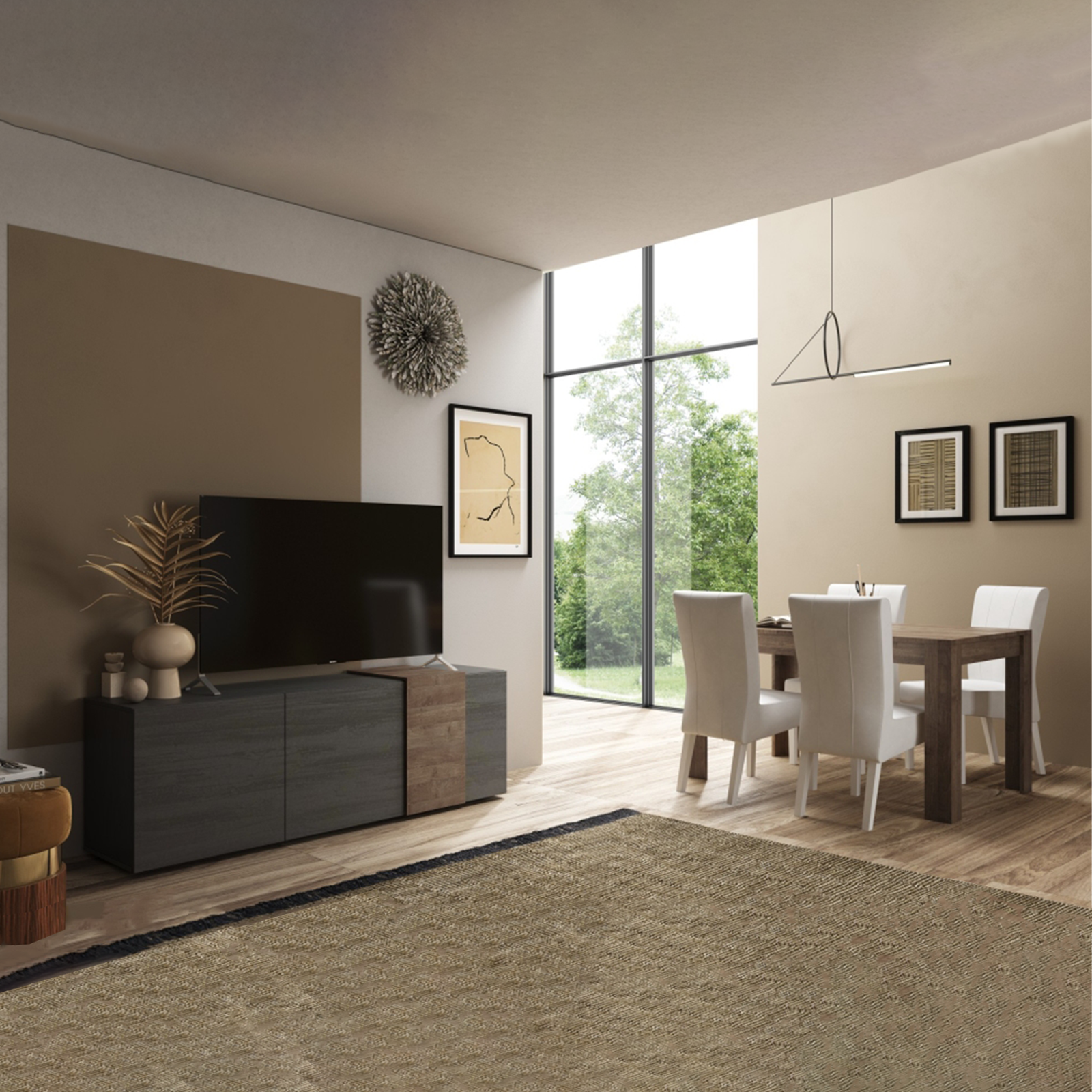 Modern extendable table "Venus" in oak wood 137/185x90 cm 79h