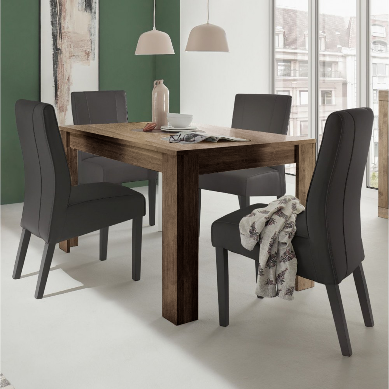 Modern extendable table "Venus" in oak wood 137/185x90 cm 79h