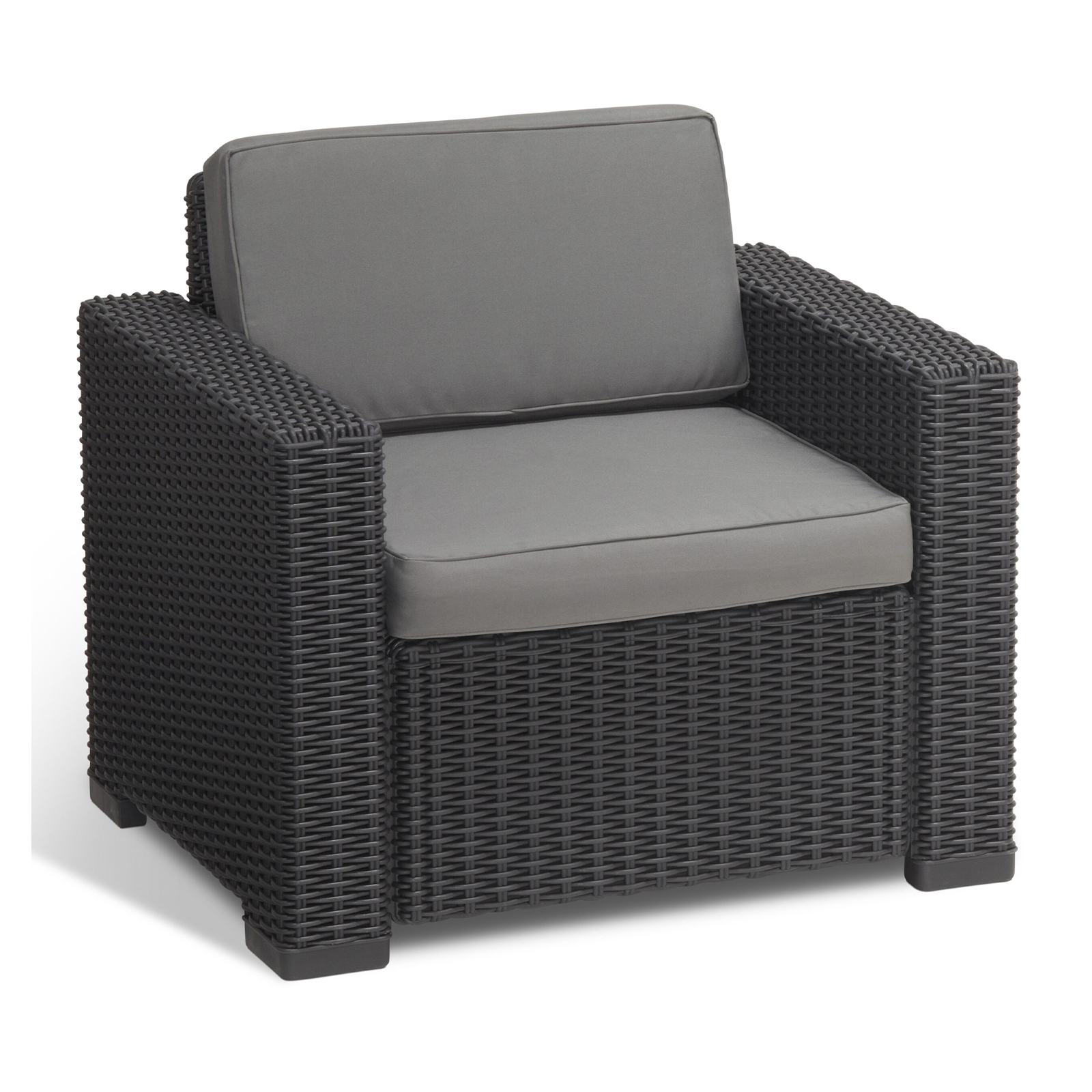 Set of 2 "California" garden armchairs in rattan-effect resin with cushions 83x68 cm 72h