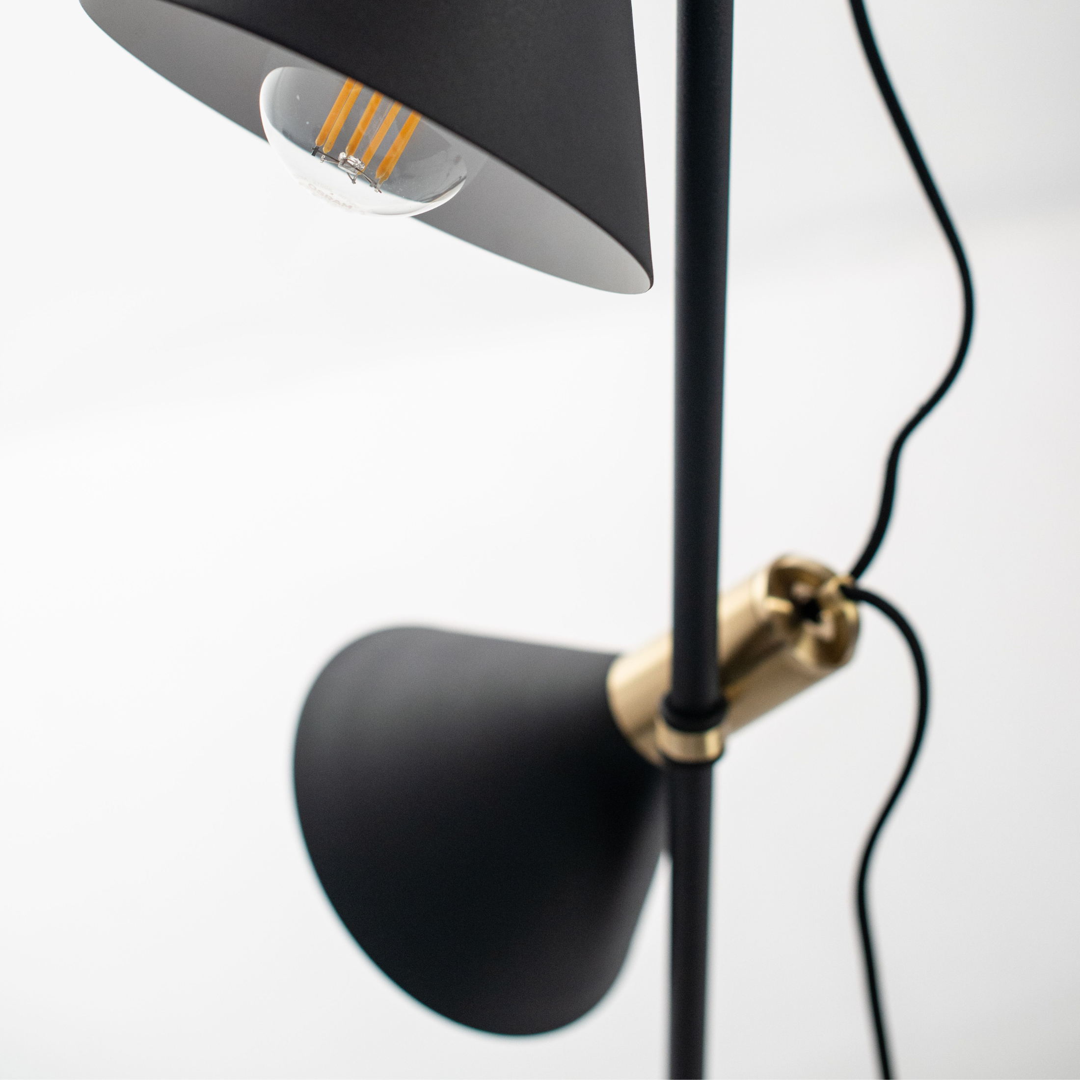 "Lucia" metal floor and table lamp with brass shade