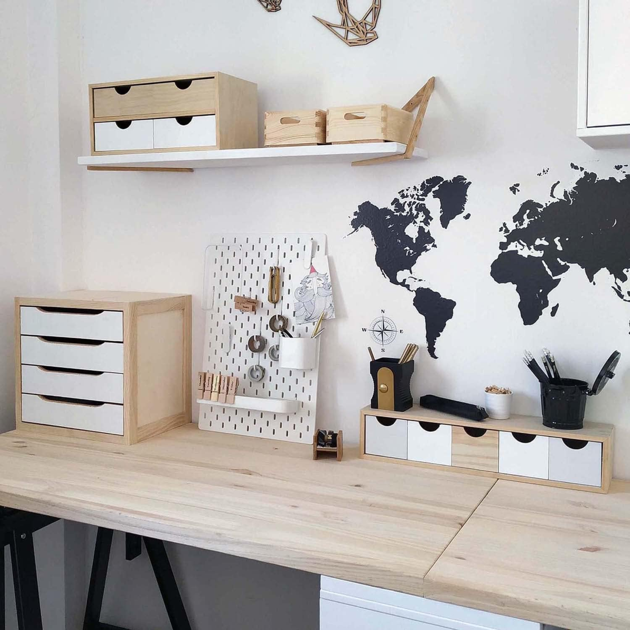 "Mini4" chest of drawers with 4 drawers in natural wood assembled cm 40x20 18.5h