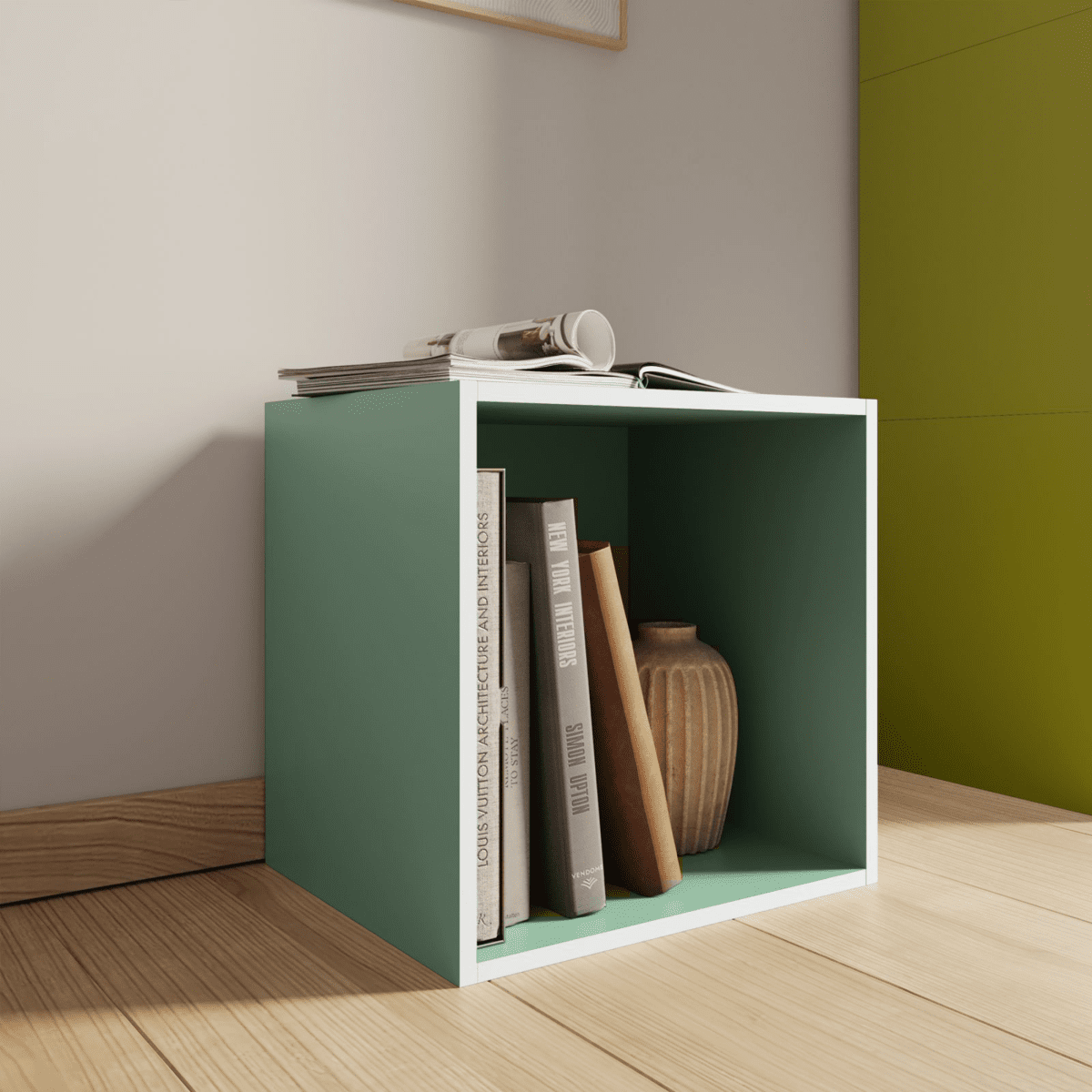 Mensola a giorno colorata "Cubo" in legno cm 35x35 29h - MondoViro