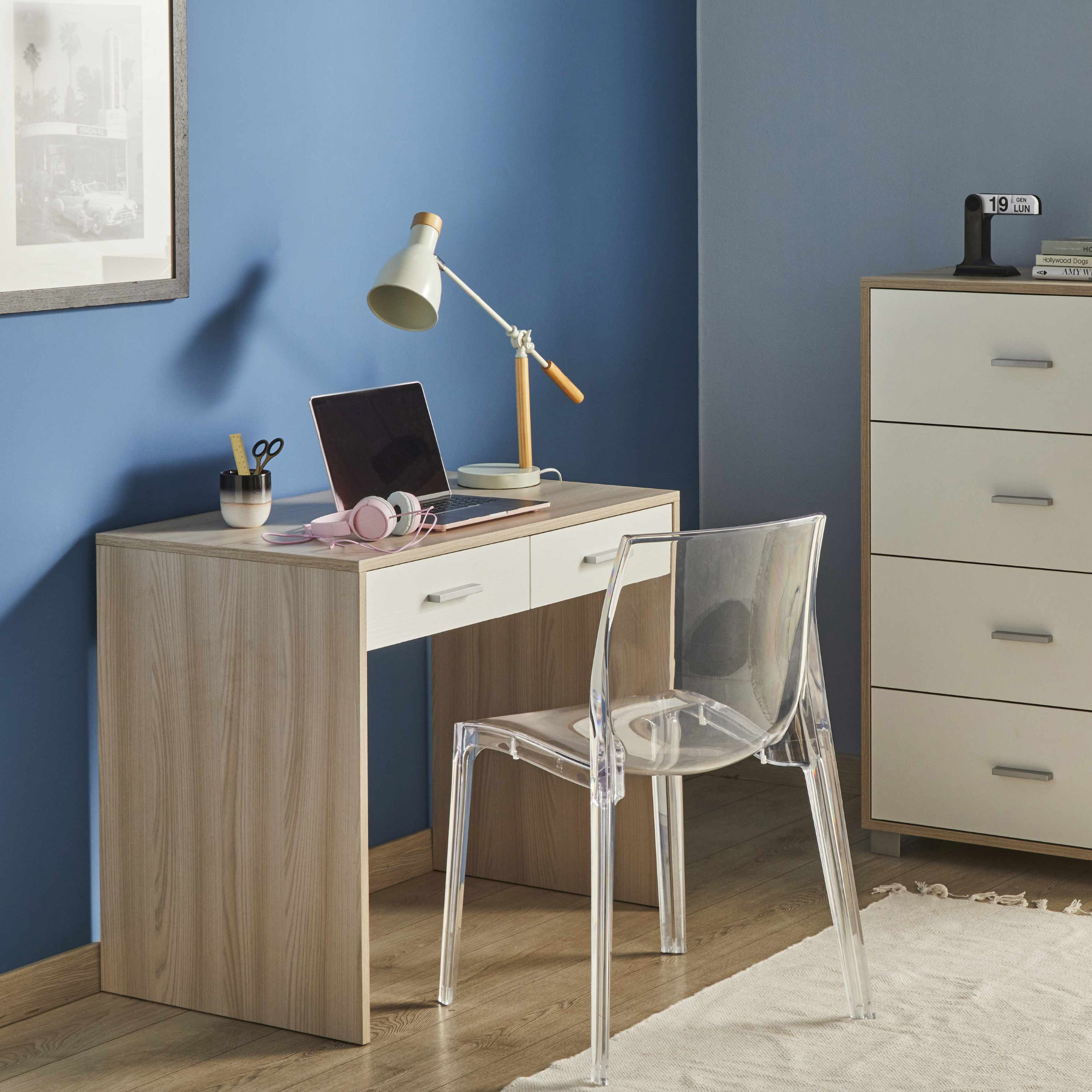 Modern 2-drawer "Vanda" wooden desk, 91x55 cm, 76h