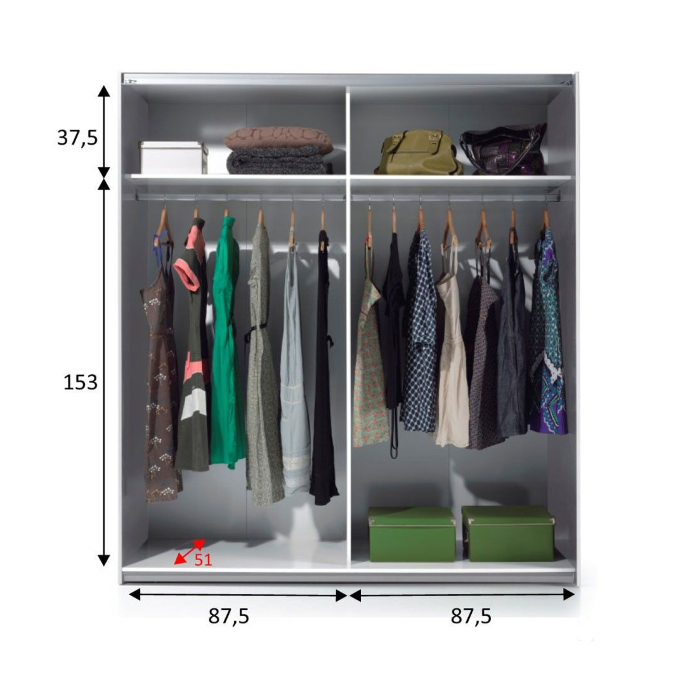 "Kos" 2-door wooden wardrobe with sliding doors, 180x60 cm, 200 cm high.