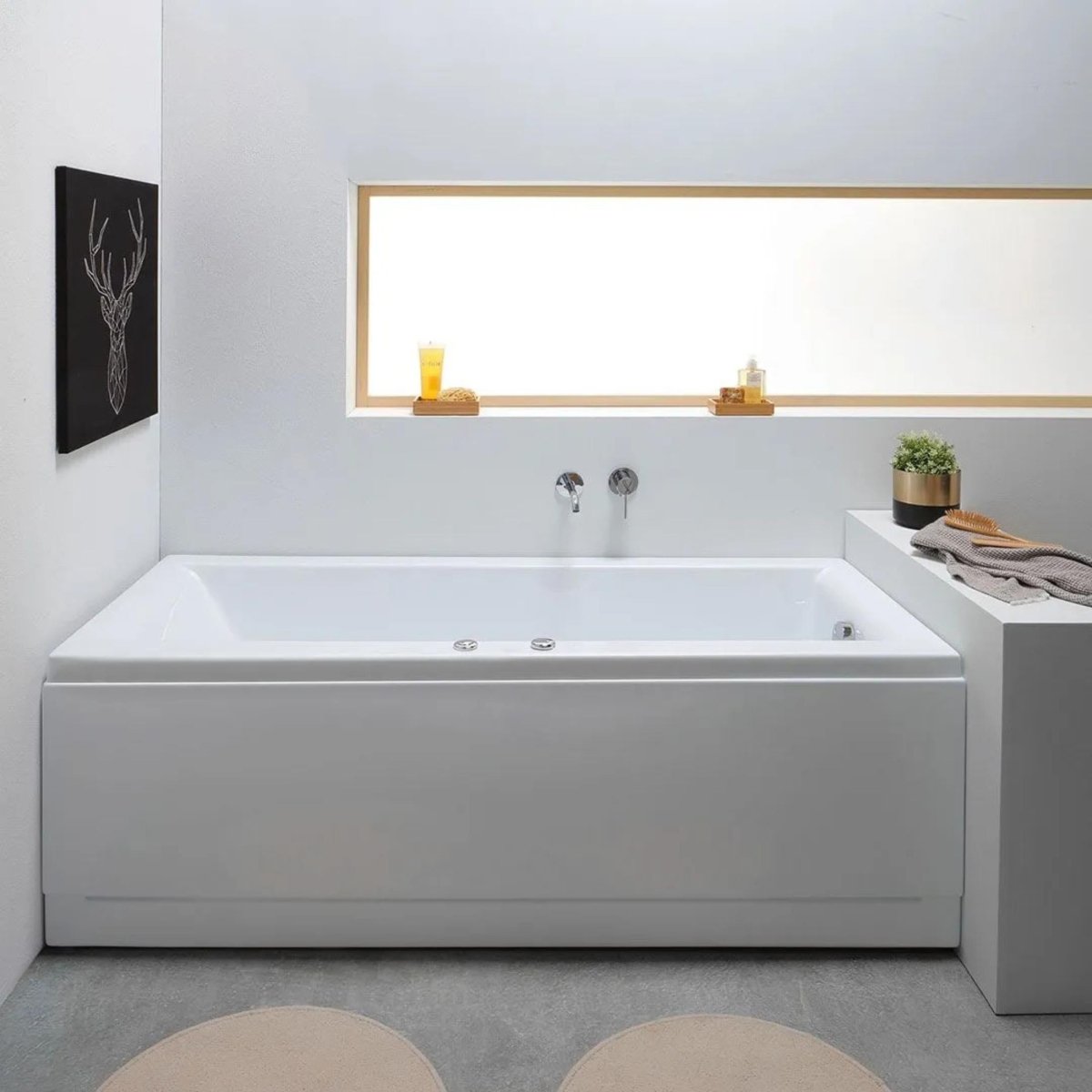 Vasca da bagno idromassaggio "Agata" incassata tra 3 muri in acrilico cm 170x75 56h - MondoViro