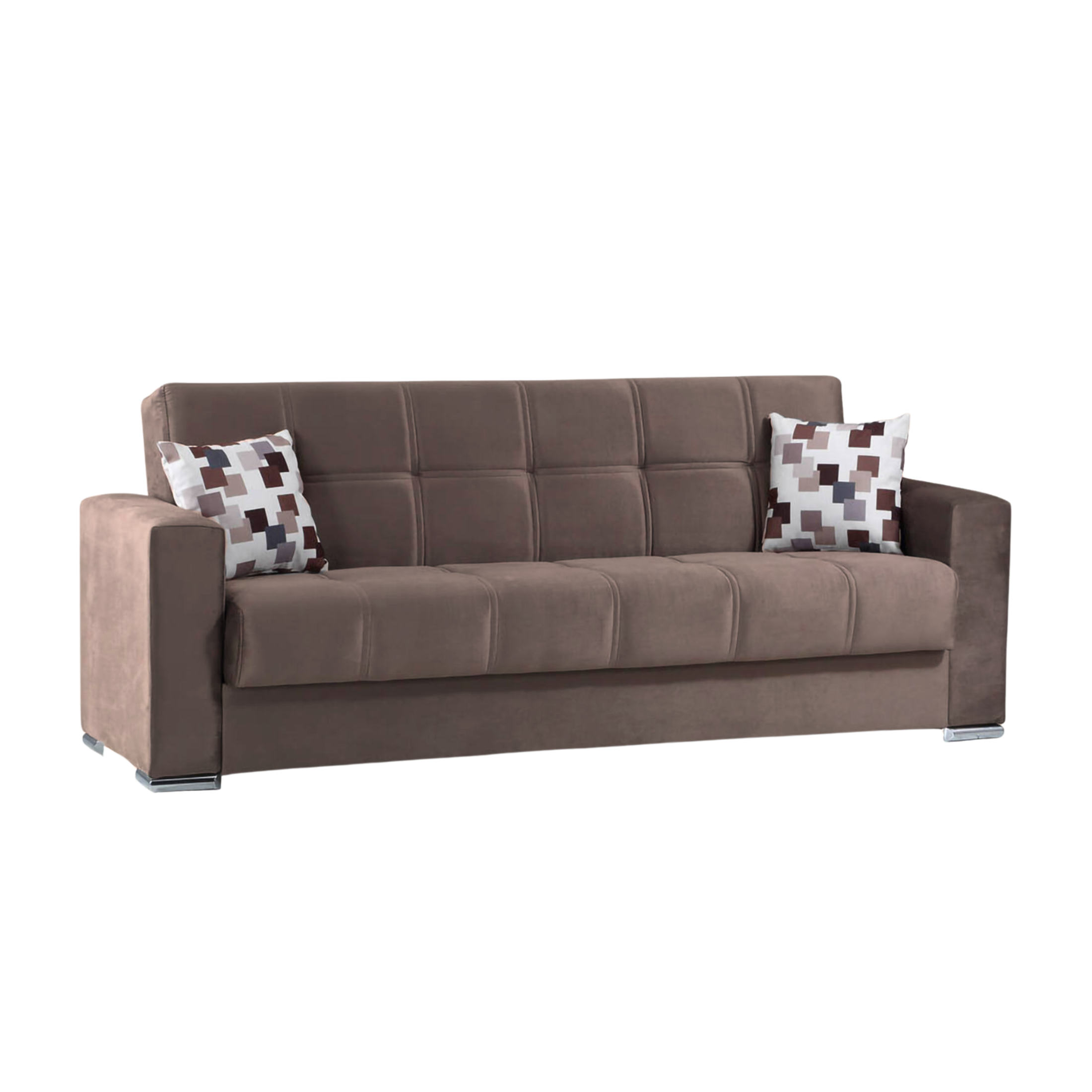 "Alba" 3-seater sofa bed with storage in fabric with chromed feet, 226x85 cm, 92h