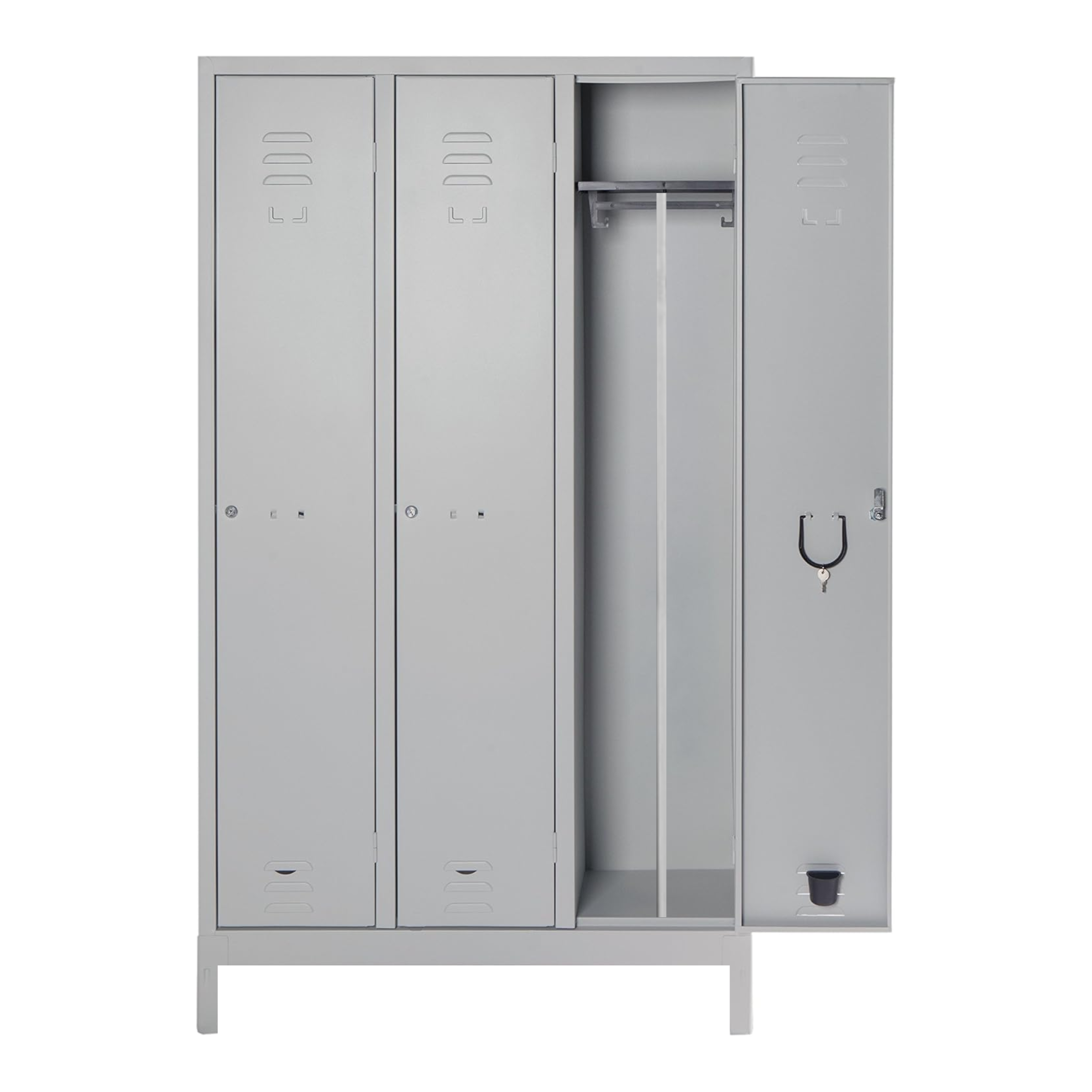 "Merlin" 3-door metal dressing cabinet with shelf and clothes hanger