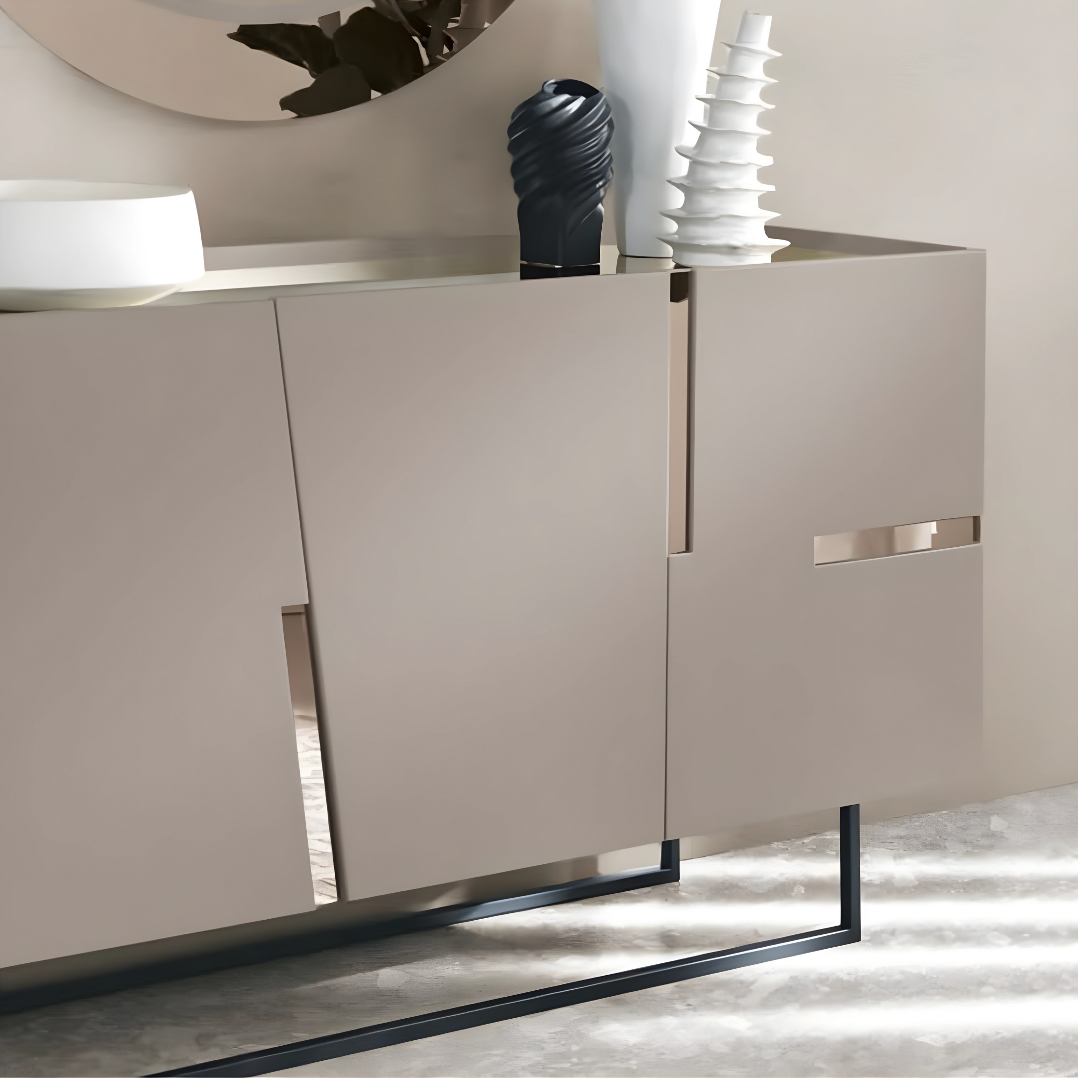 Modern 3-door sideboard "Toledo" in melamine, 160x50 cm, 89h pre-assembled