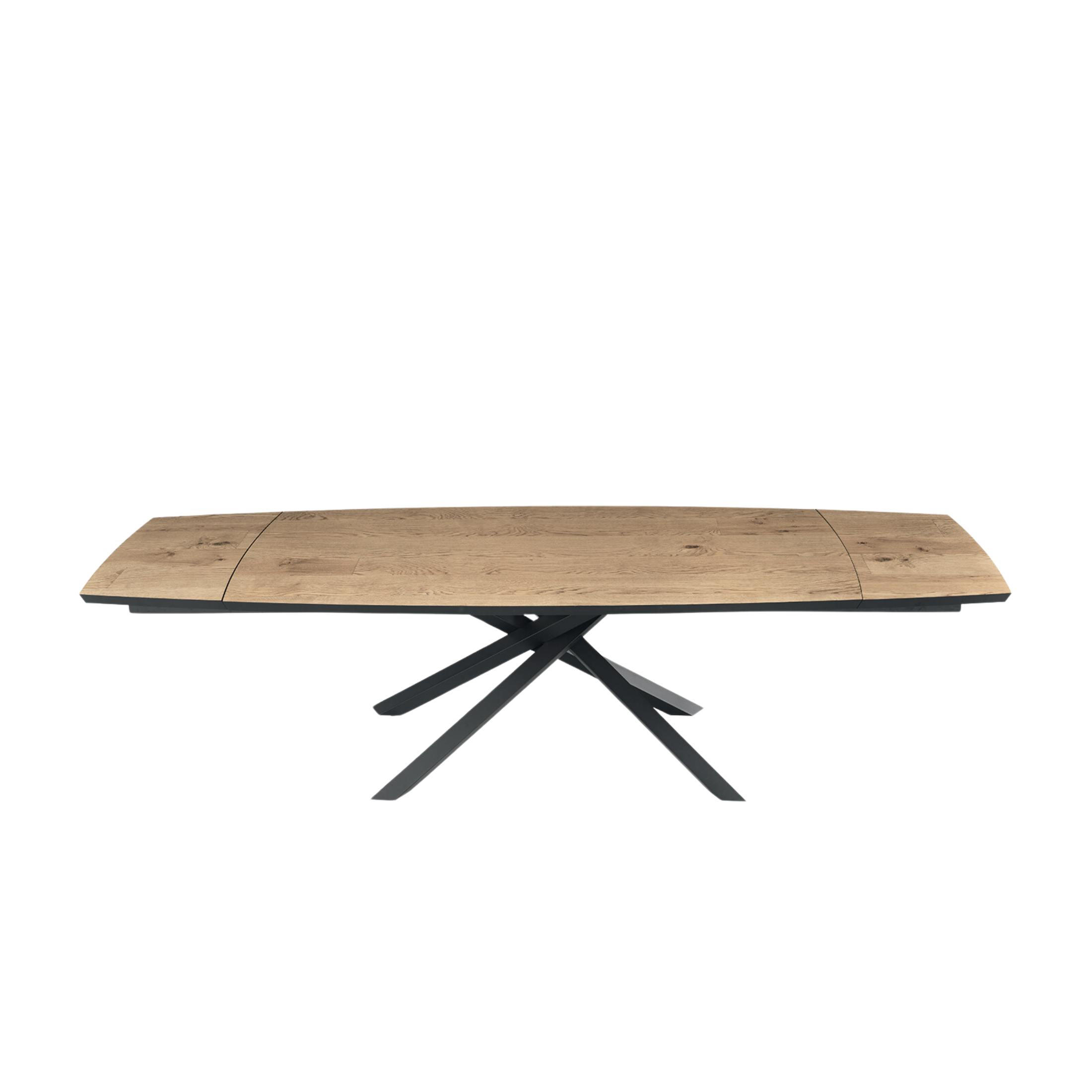 Modern extendable table "Alan" with metal base and oak top