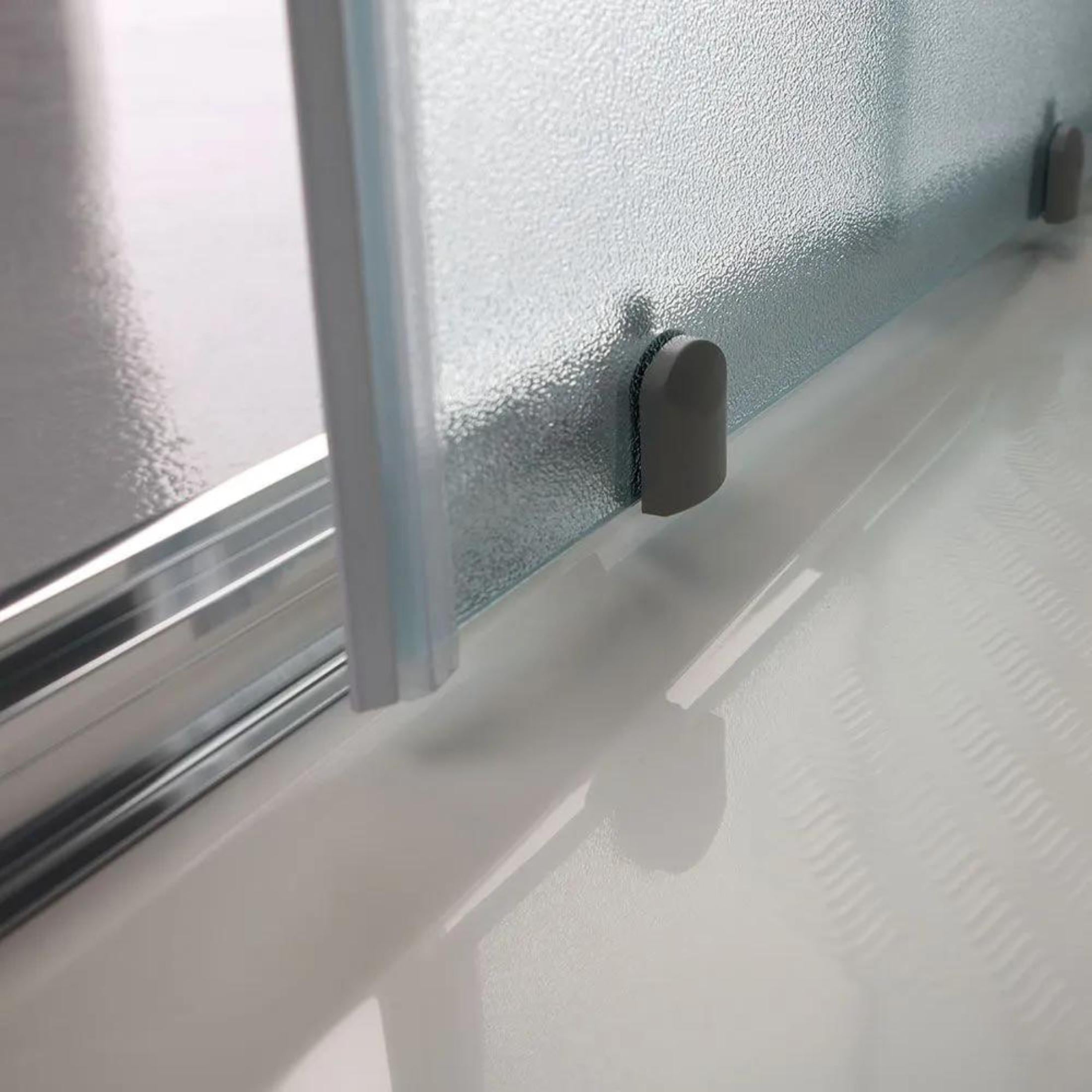 "Genova Two" square shower enclosure with sliding doors in opaque tempered glass, 185 cm high