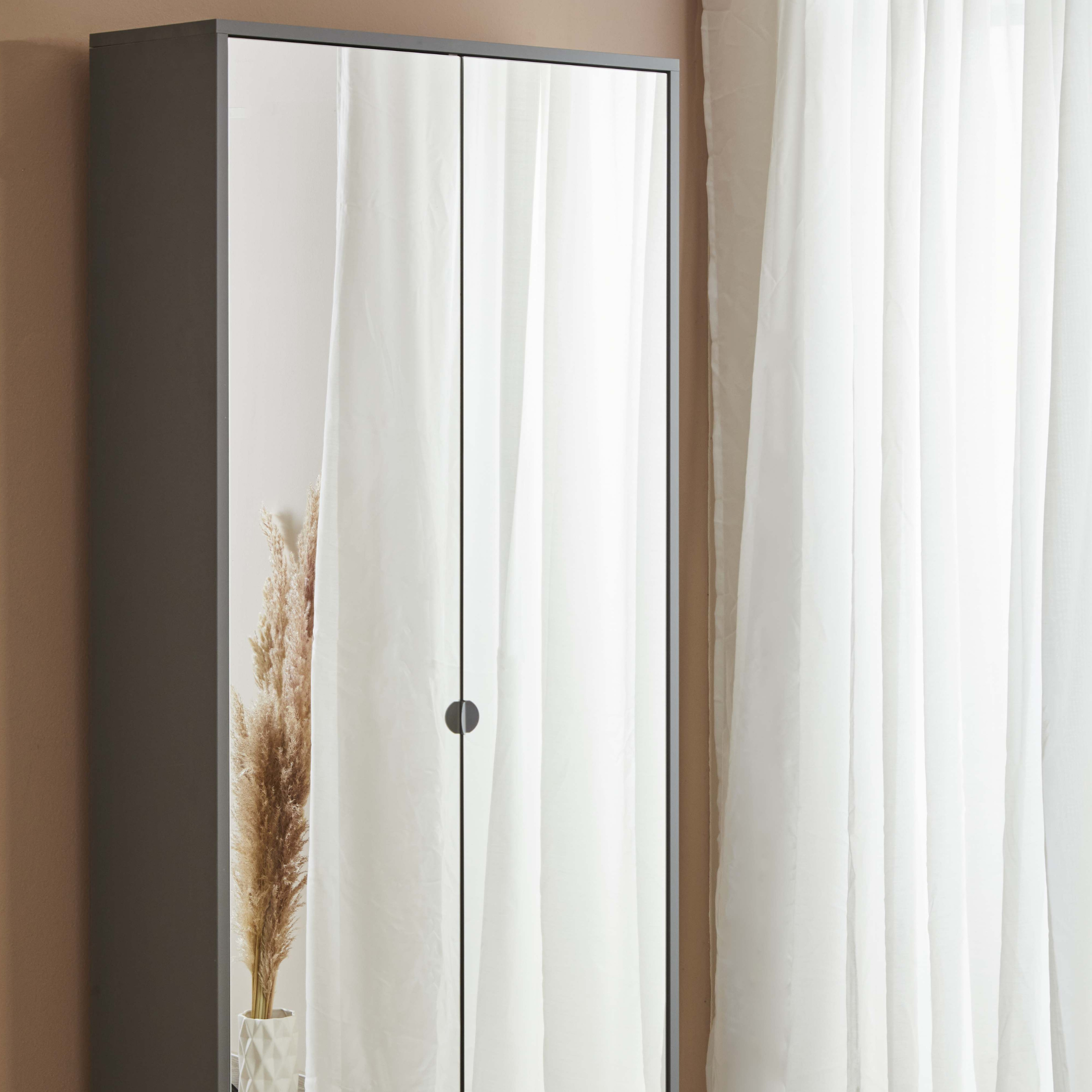 "Madrid" 2-door mirrored wardrobe with chrome feet, 83x29 cm, 190 cm high