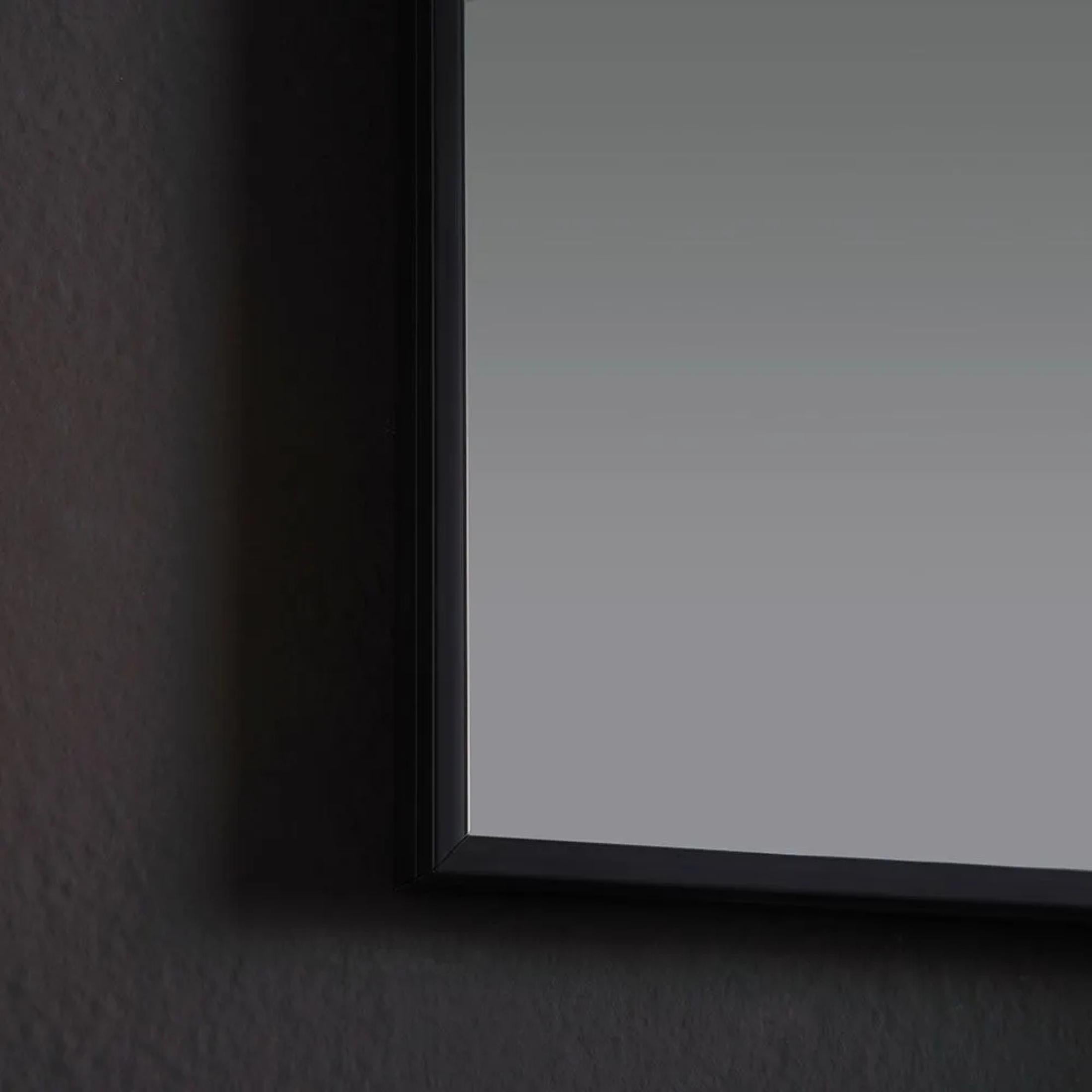 "Sombra" rectangular LED strip mirror with matt black frame