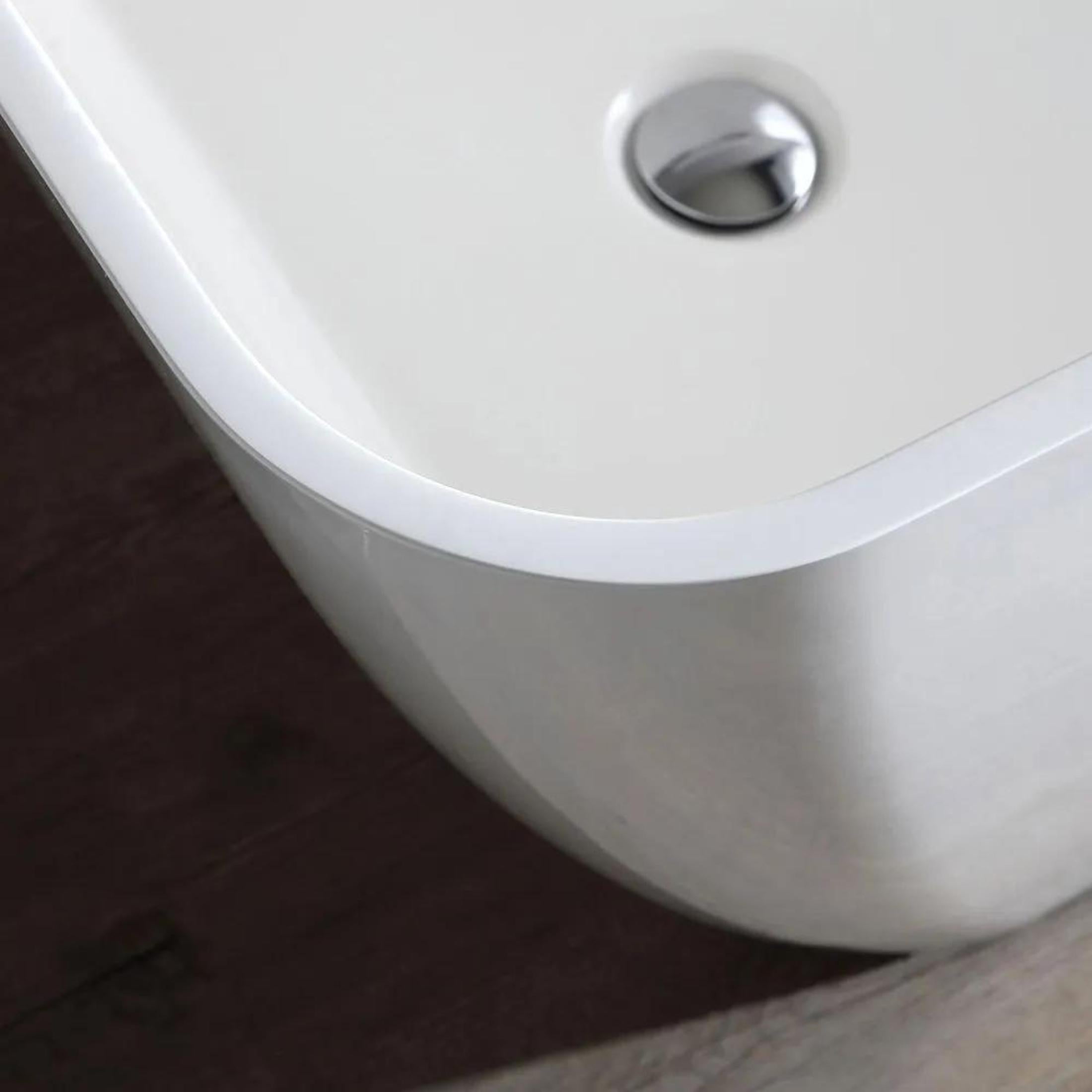 "Silvi" modern freestanding bathtub in glossy white marble 159x70.5 62h