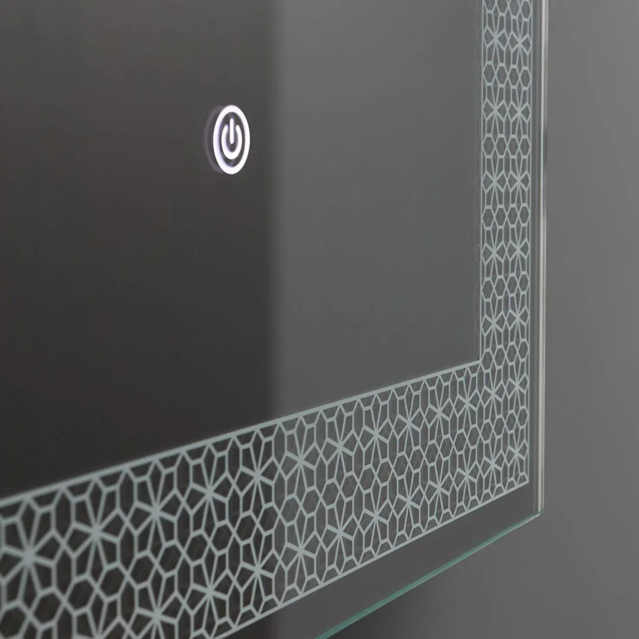 Rectangular LED mirror "Fresno" with illuminated decorated frame, 50x70 cm