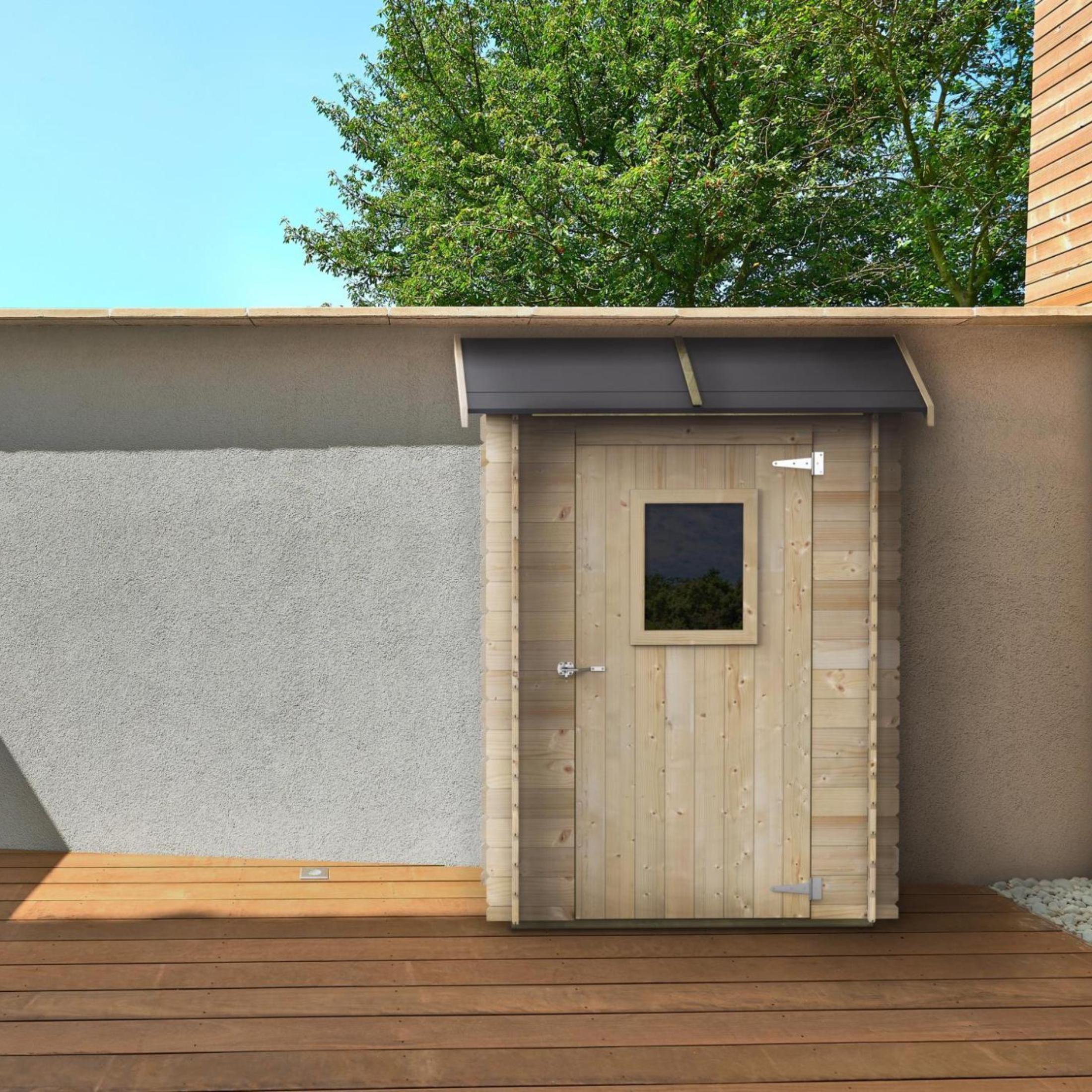 "Hobby" wooden garden house, single-pitched, 146x98 cm, 197 cm high, single door with window