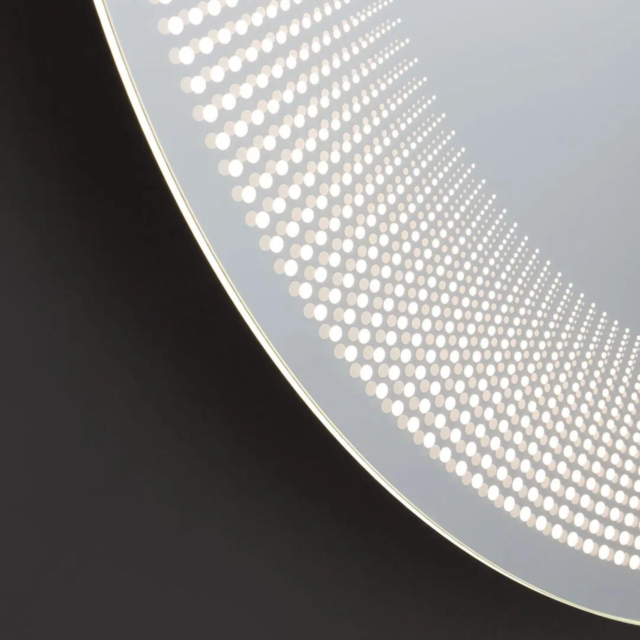 Round mirror with LED-illuminated "Eclisse" frame in aluminum, 60x60 cm