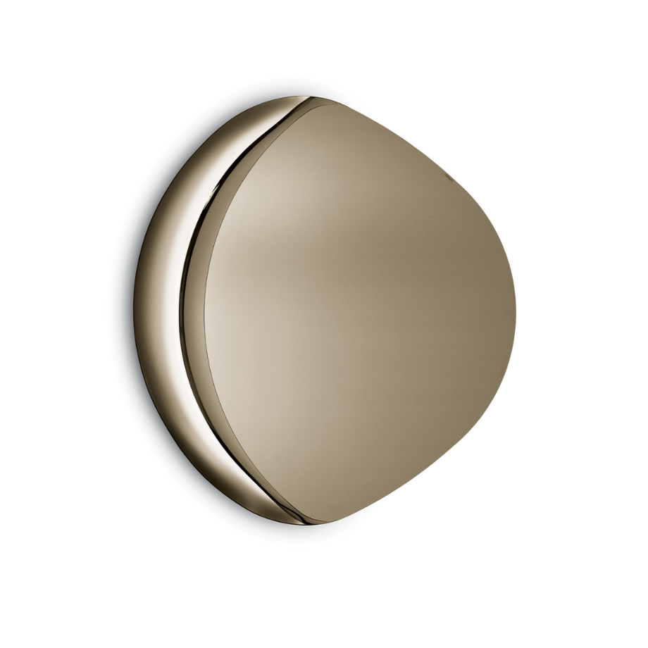 "Silhouette" shaped wall mirror with semi-frame in fused glass