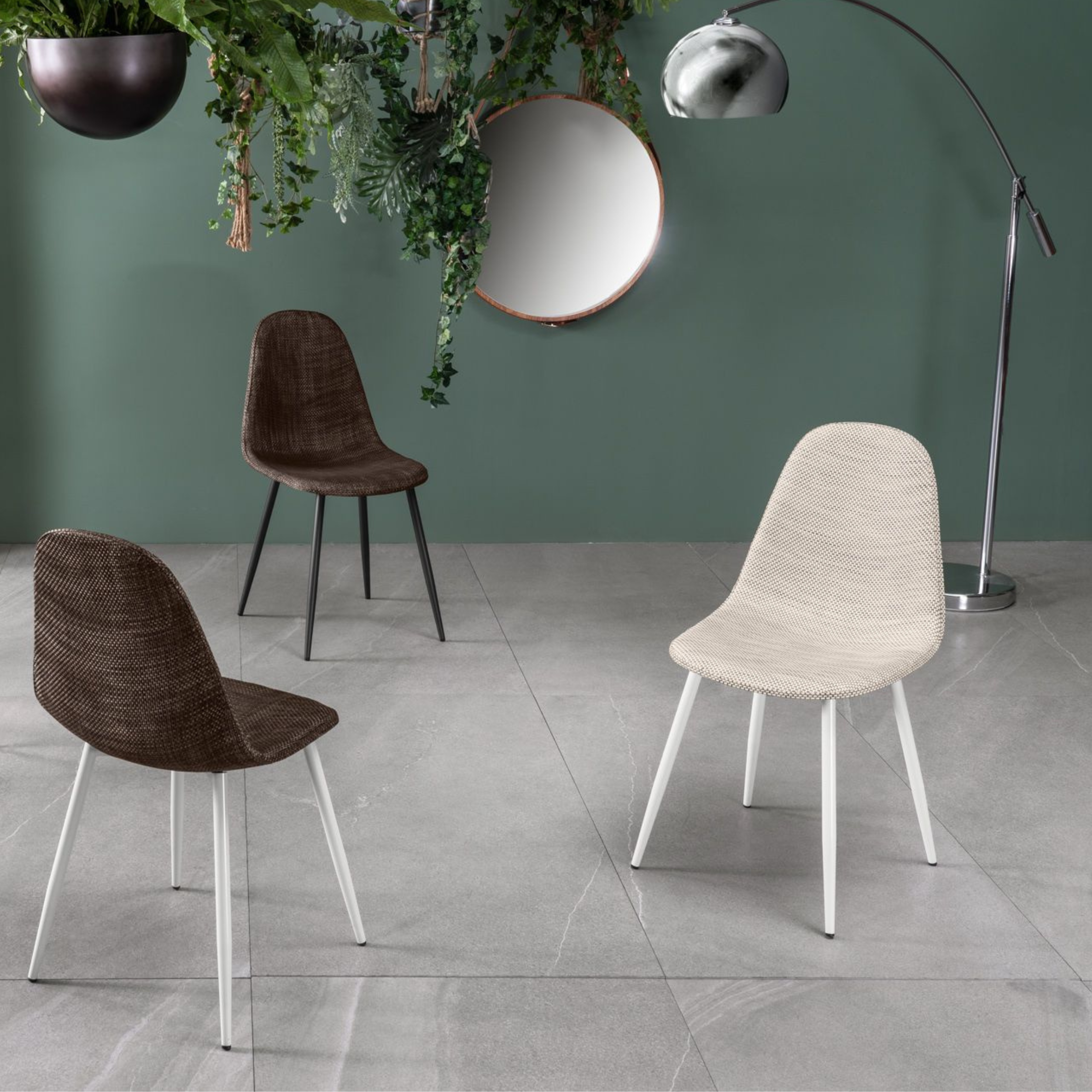 Vintage "Florida" Rattan Faux Leather Dining Chair Set