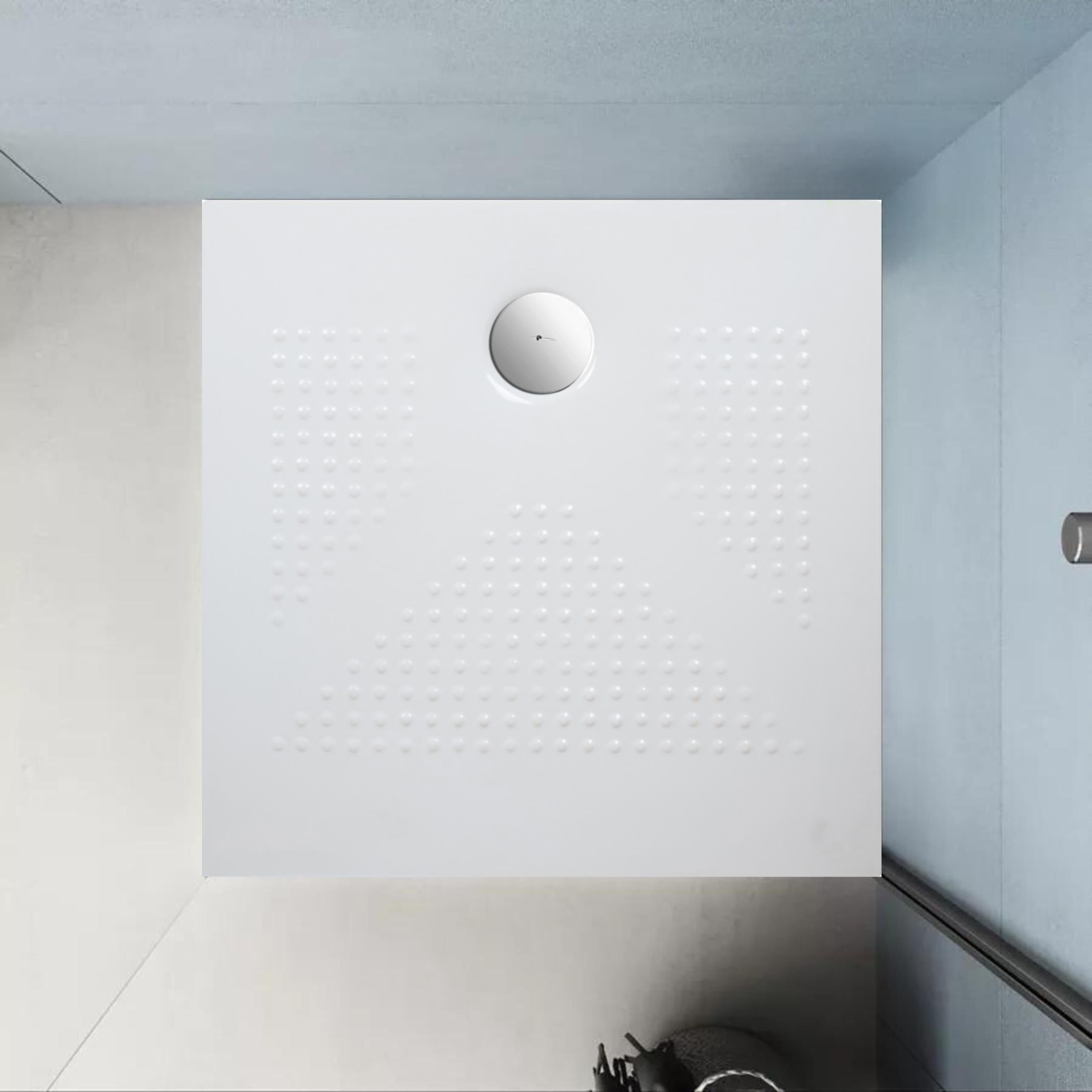 "Denver" square shower tray in thin, non-slip ceramic