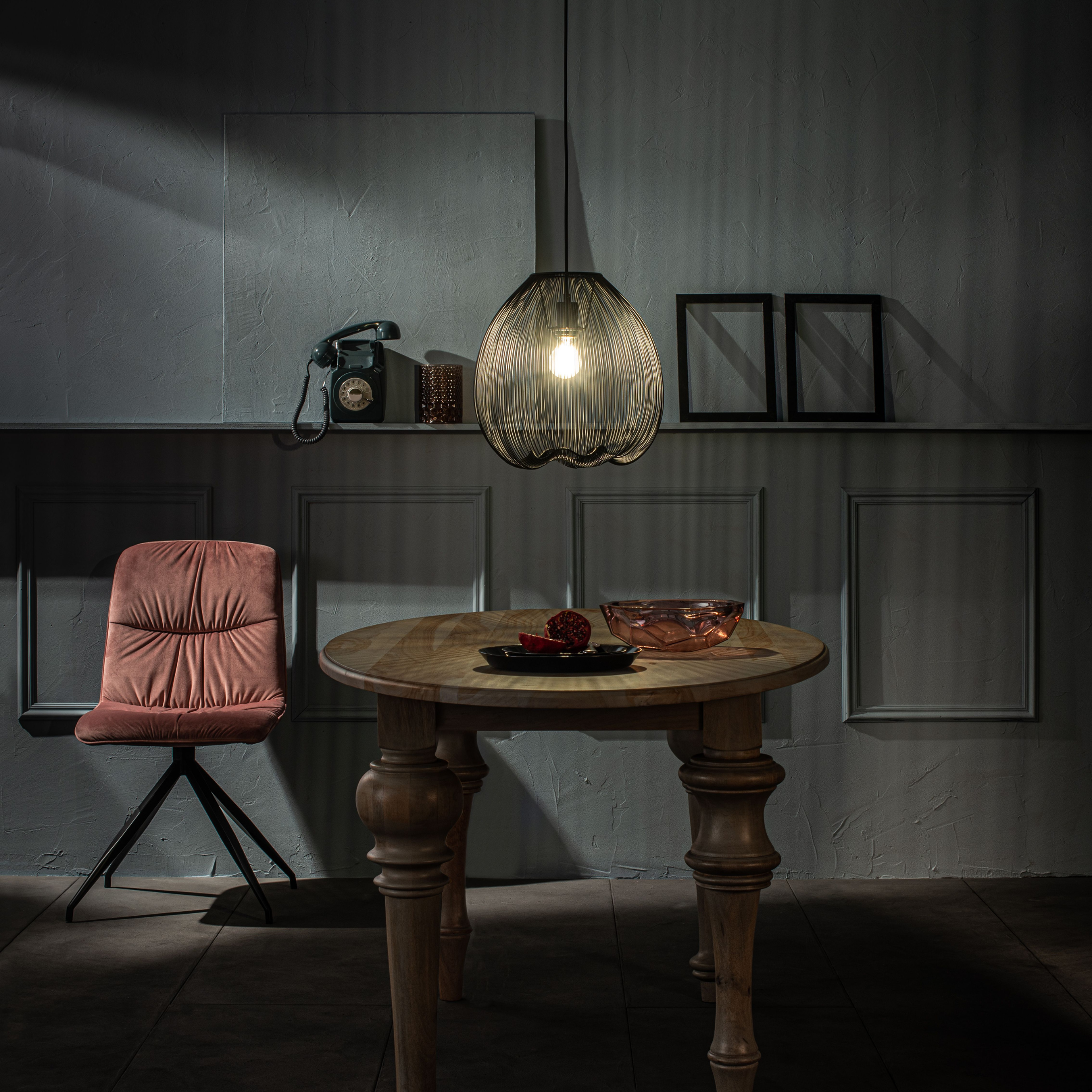 "Sirio" hanging and table lamp with metal shade