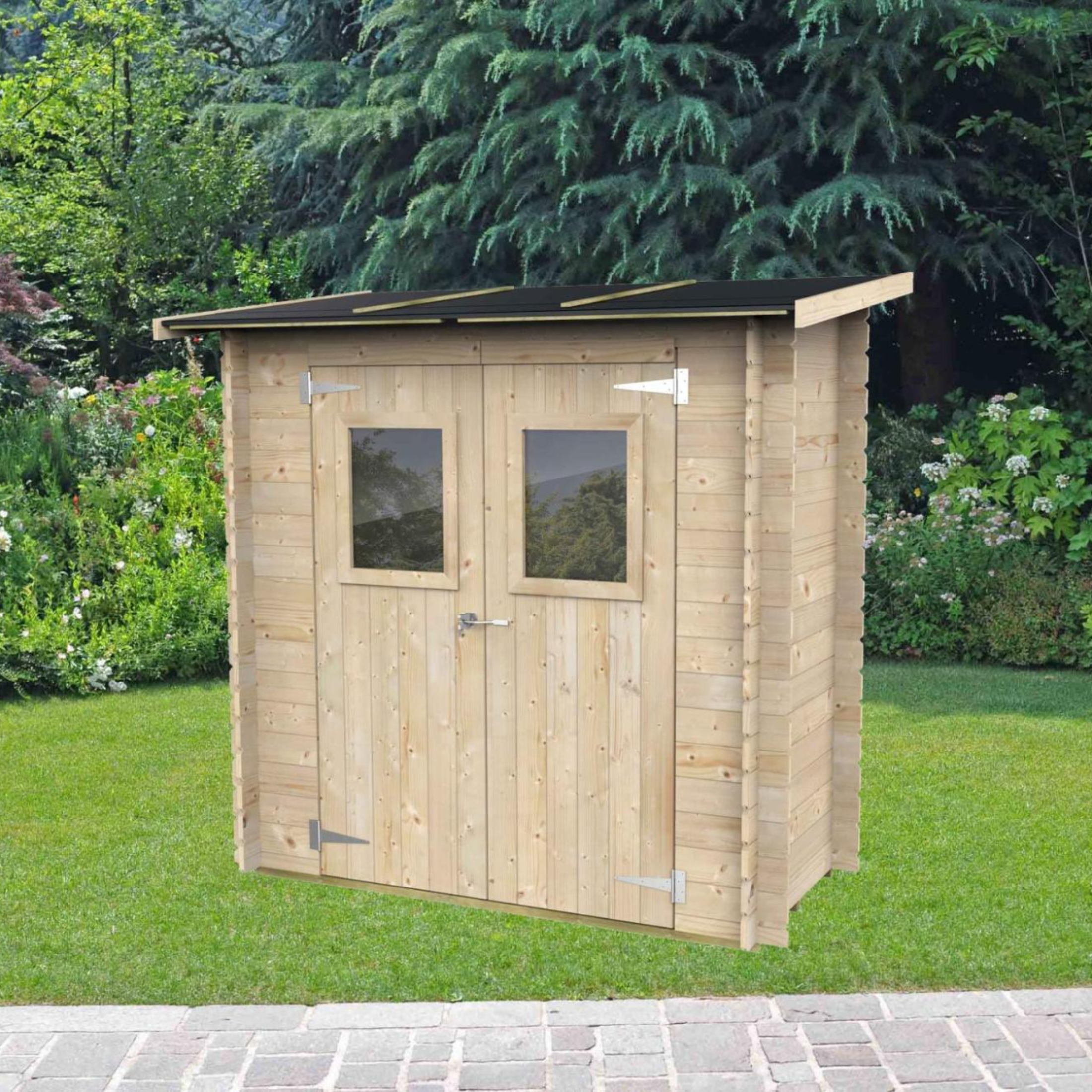 "Hobby" wooden garden house, single-pitched, 198x98 cm, 197 cm high, double-windowed door