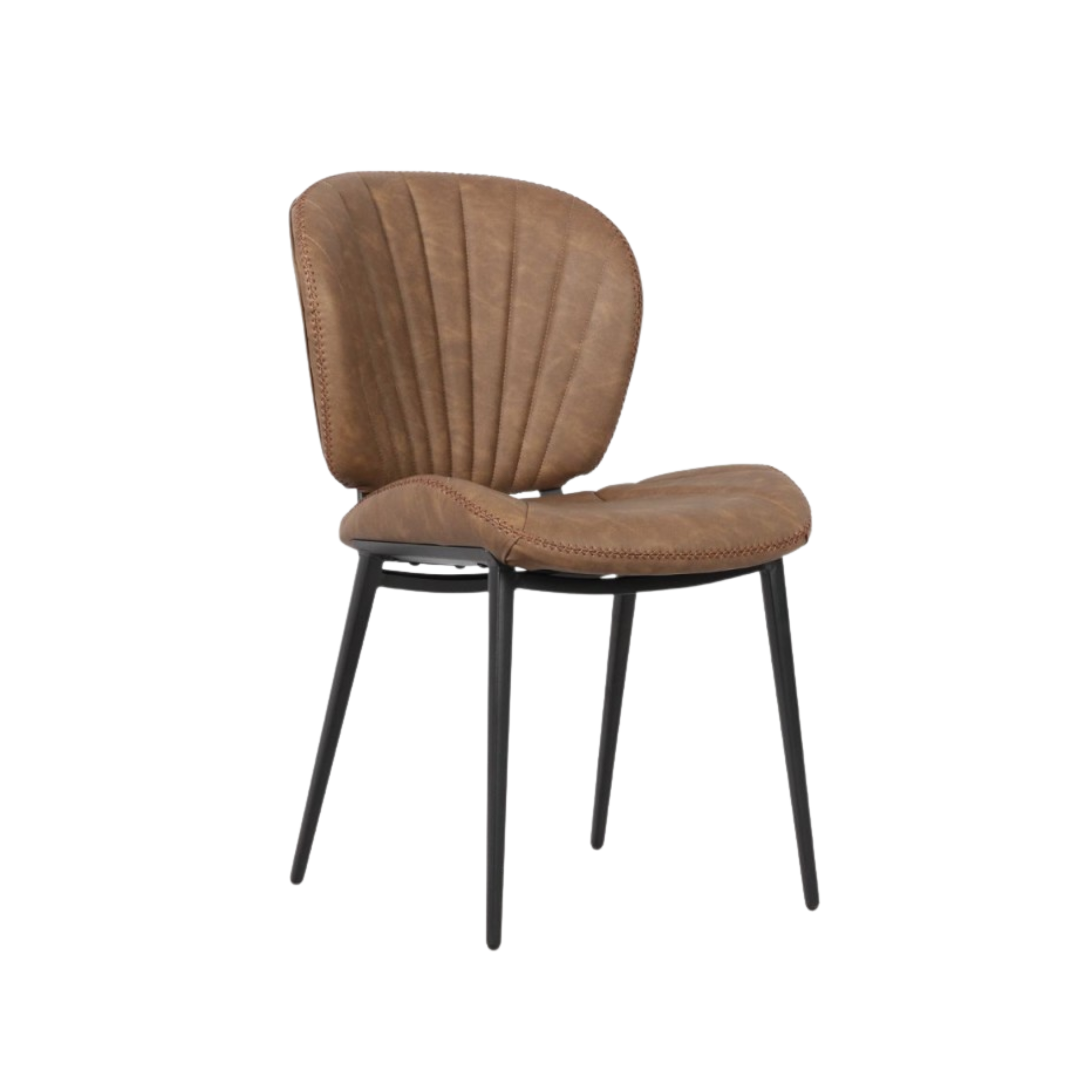 Set of "Elice" dining chairs upholstered in eco-leather with black metal legs, 47.5x65.5 cm, 85 cm high.