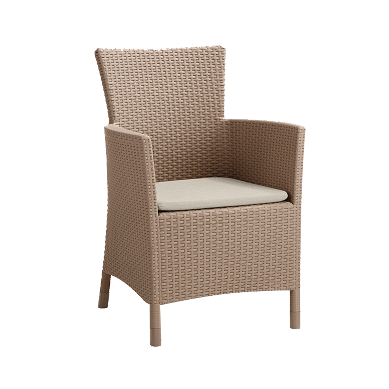 "Iowa Balcony" garden lounge set in rattan resin, coffee table + 2 armchairs with cushions