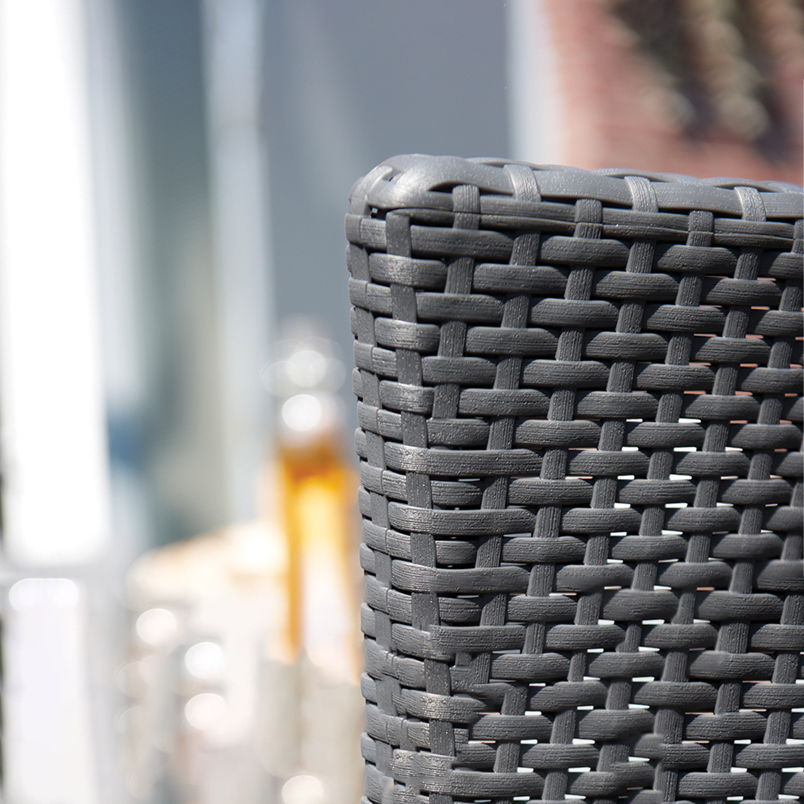 "Iowa Balcony" garden lounge set in rattan resin, coffee table + 2 armchairs with cushions