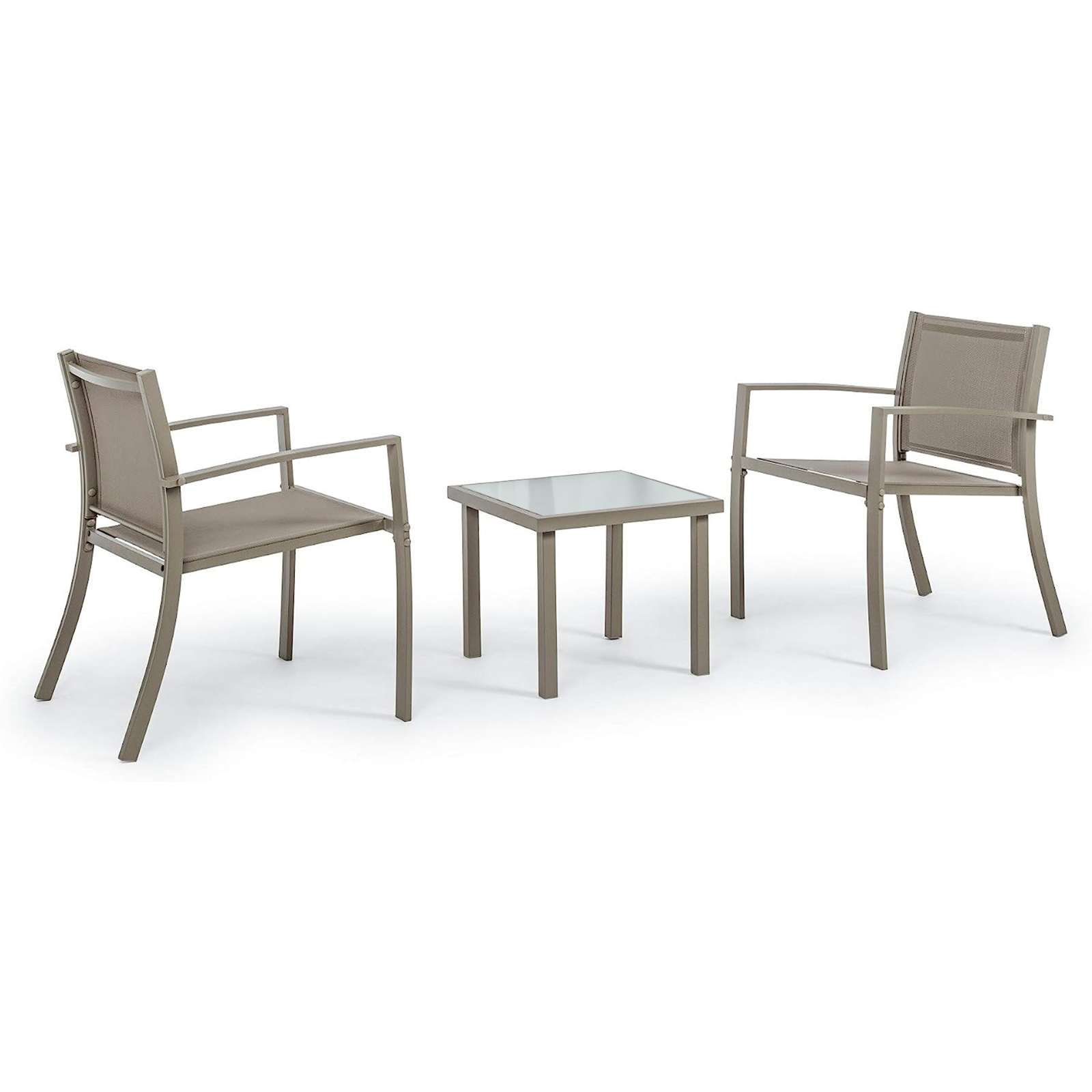 "Havana" steel garden lounge set with coffee table and 2 armchairs