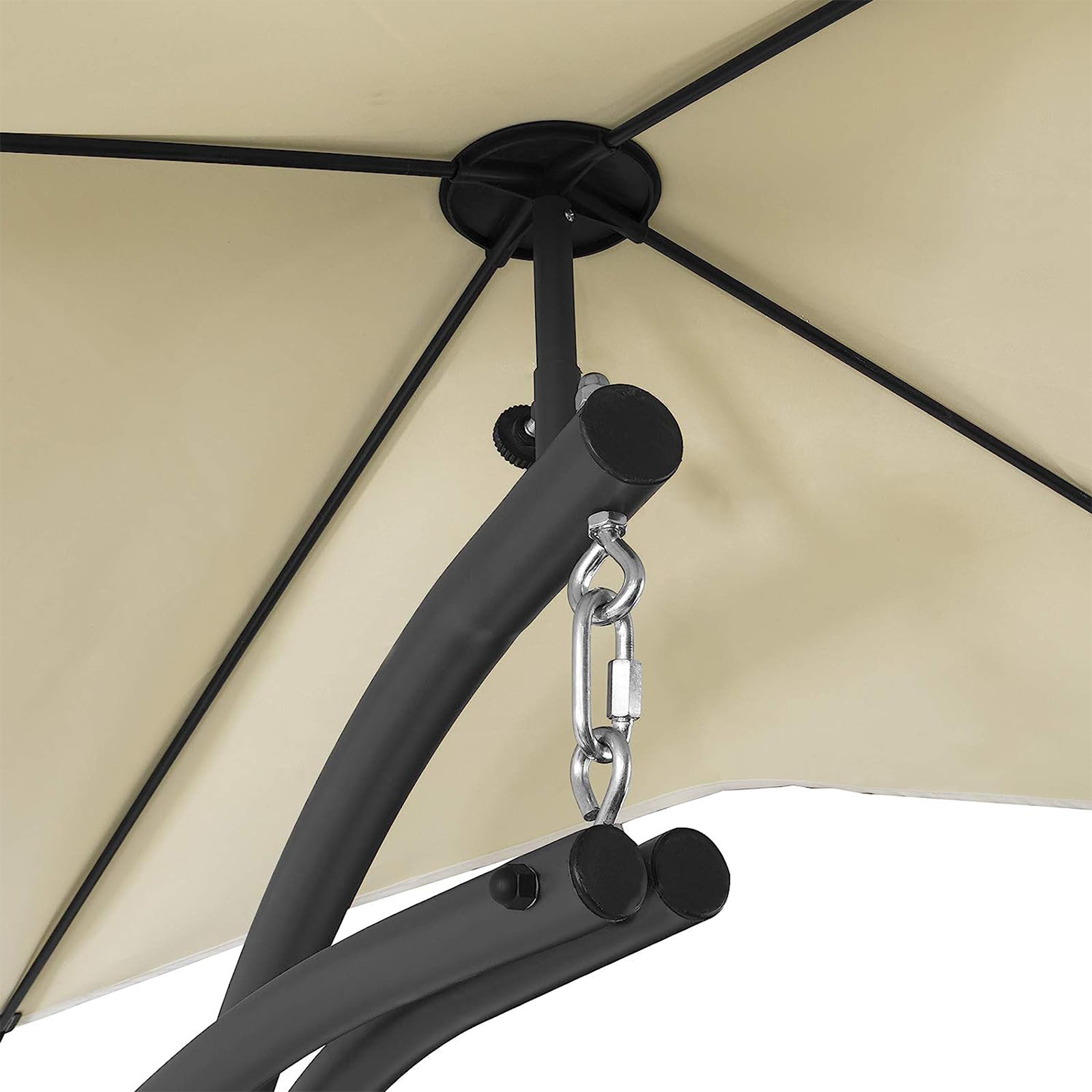 "Ground" steel garden swing bed with cushion and canopy, 197x104 cm, 200 cm high