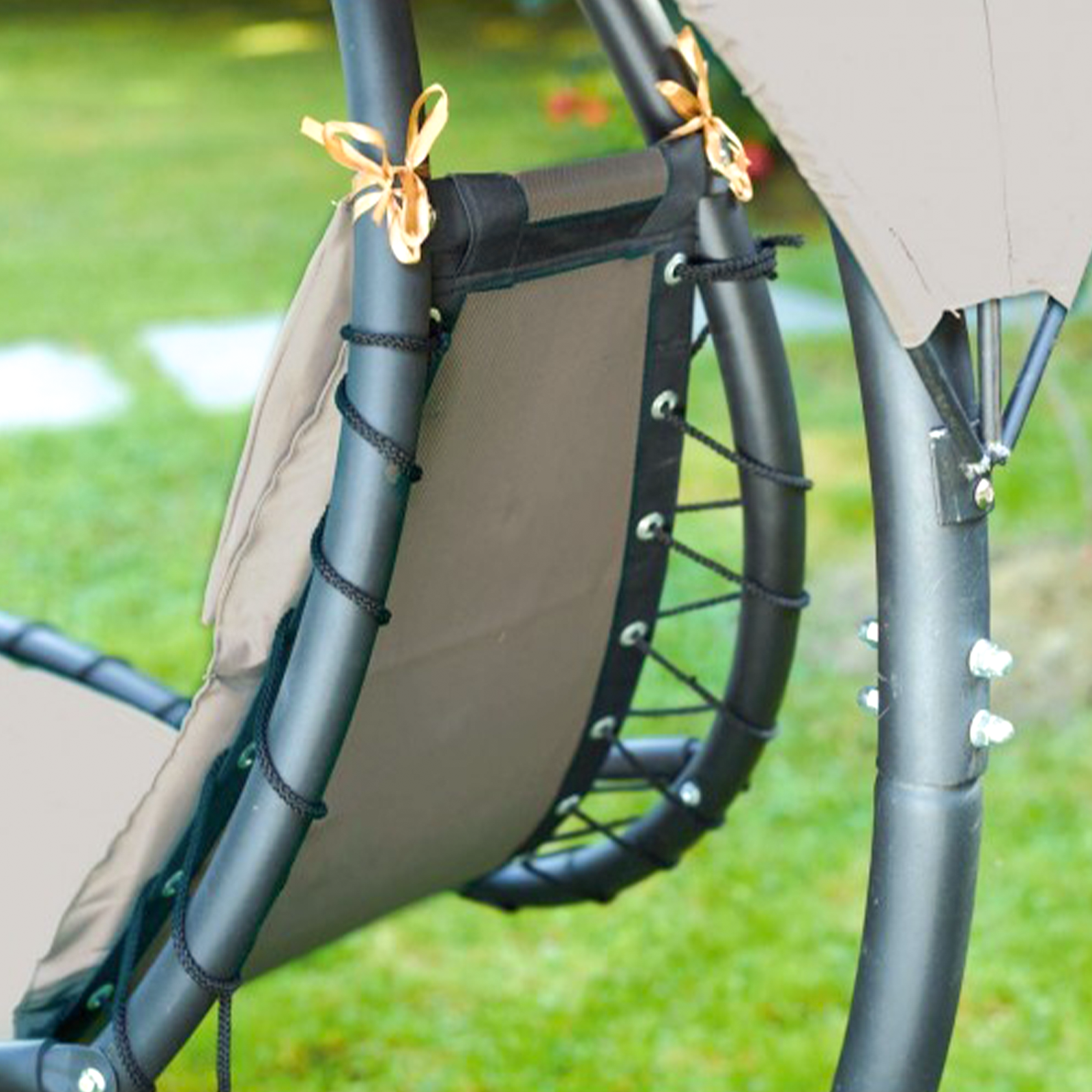 "Ground" steel garden swing bed with cushion and canopy, 197x104 cm, 200 cm high