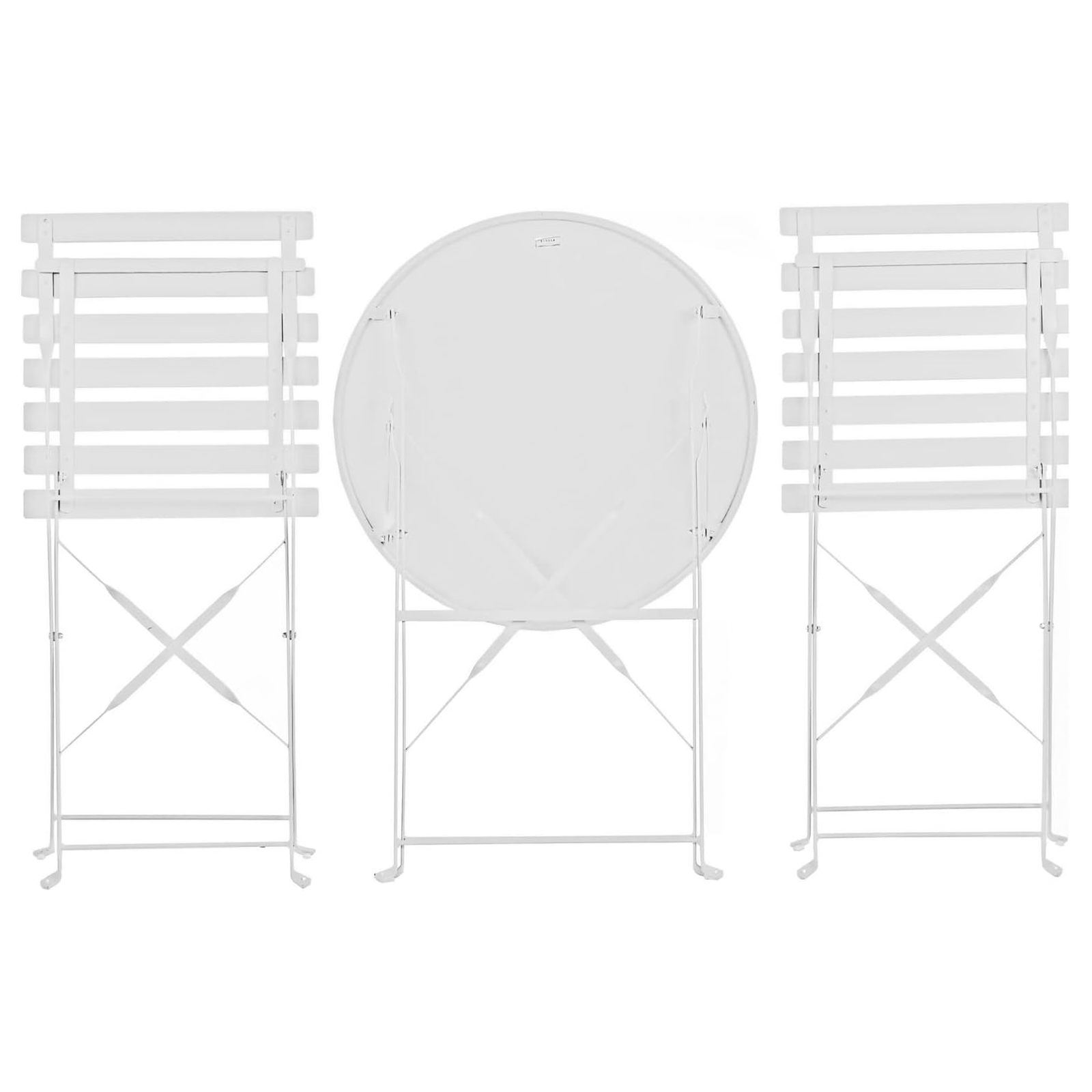 "Giotto" steel dining set with 2 chairs and a folding round table