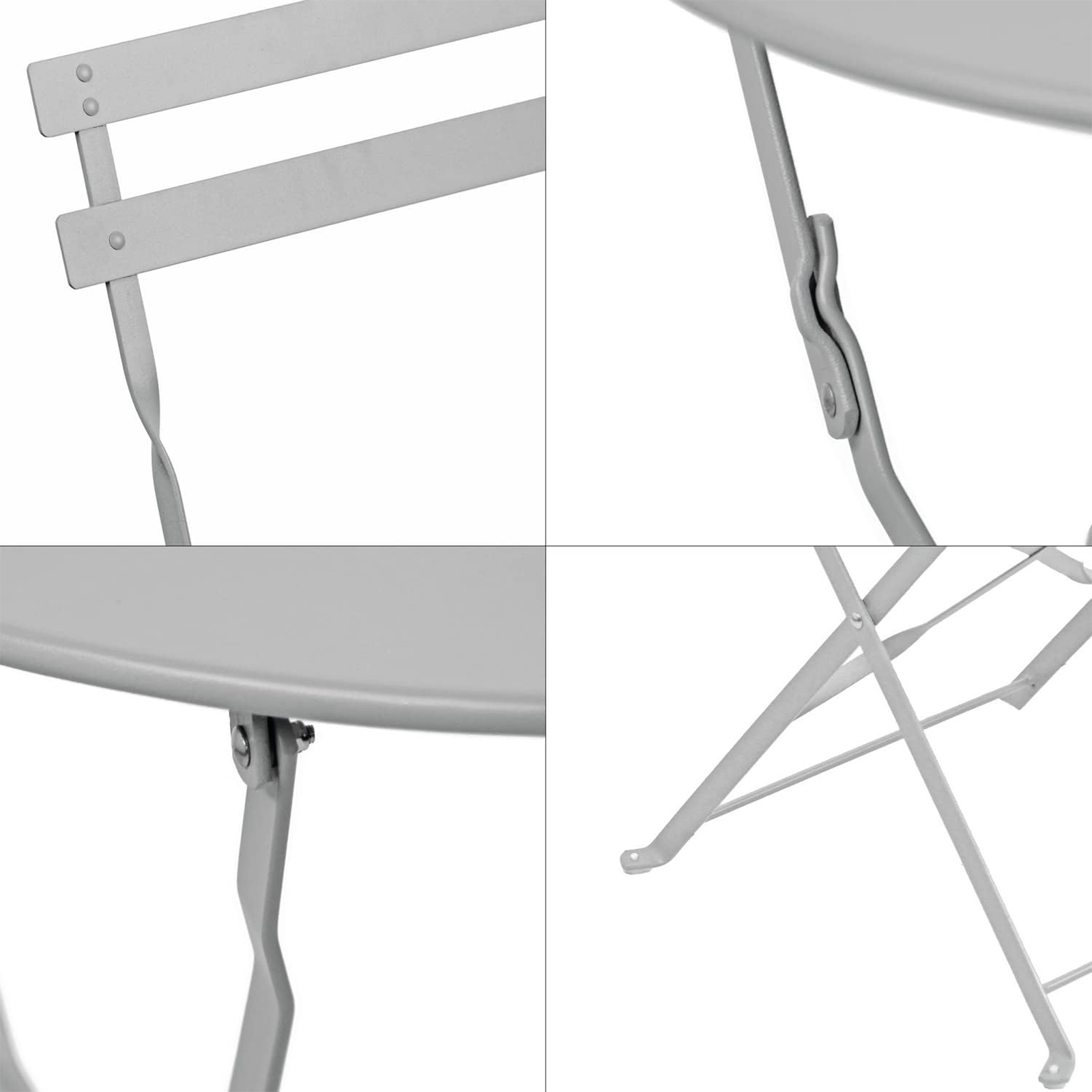 "Giotto" steel dining set with 2 chairs and a folding round table