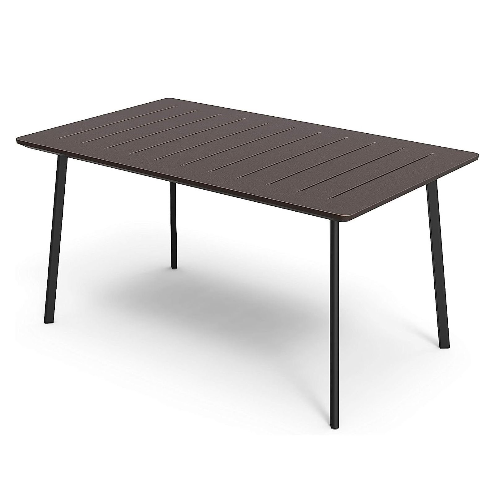 "Cast Iron" resin dining table with cast iron effect top for the garden, 150x90 cm, 74h