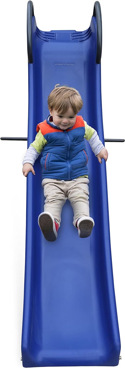 "Bruco" wave-shaped garden slide with 3 steps in blue PVC, 190x95 cm, 105 cm high.