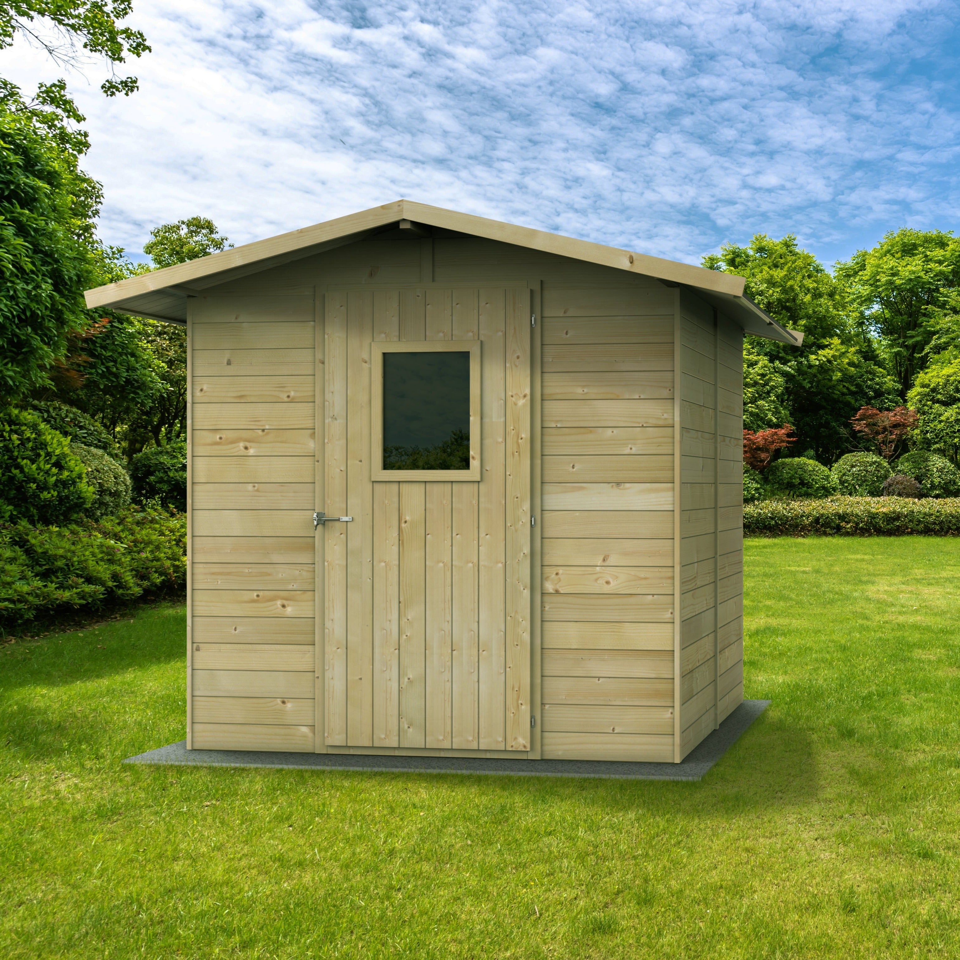 "Vaniglia" wooden garden shed with single door and window, PEFC, 200x200 cm, 214 cm high