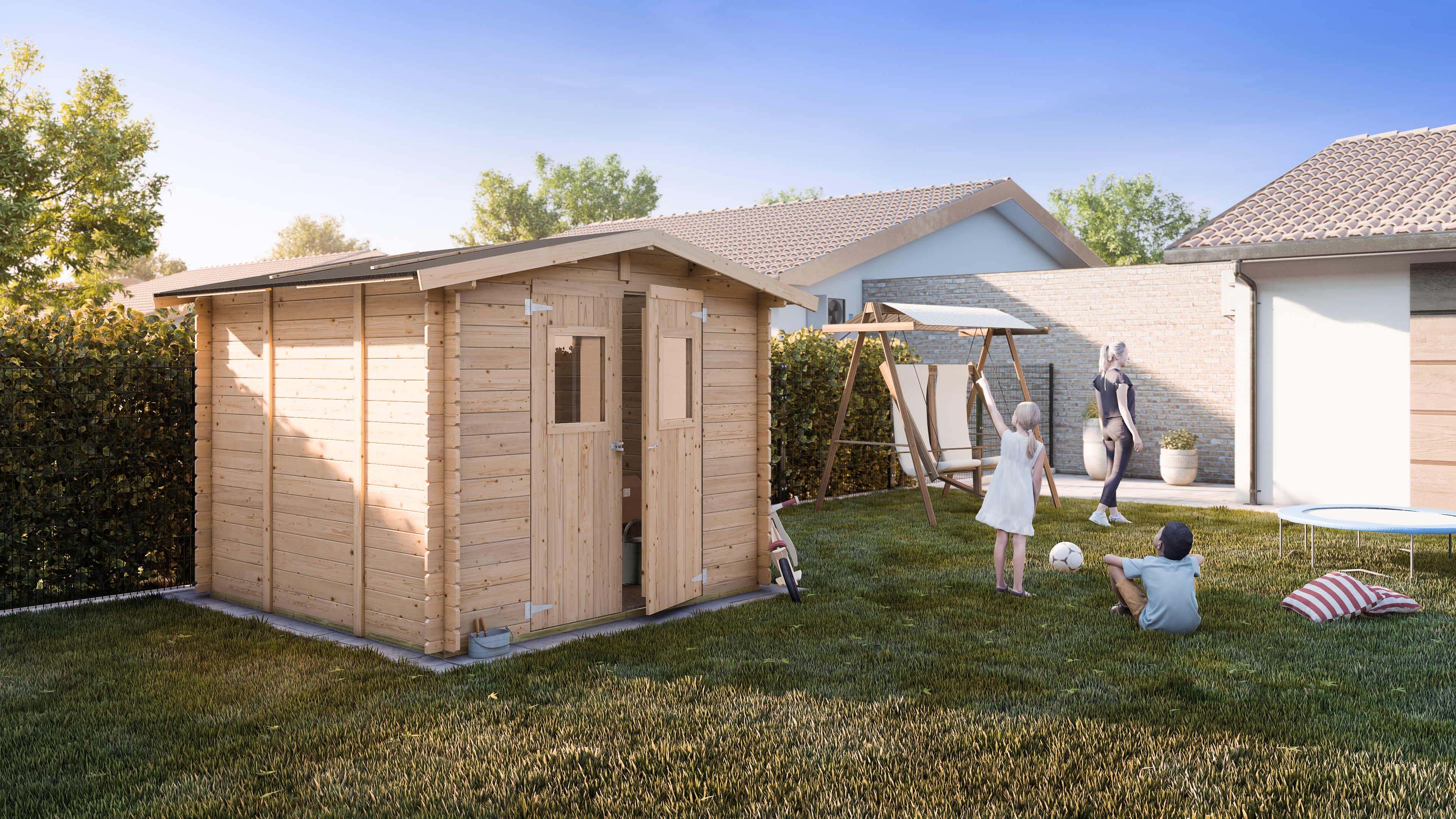 Casetta da giardino "Medion" in legno di abete naturale robusta cm 249x249 207h