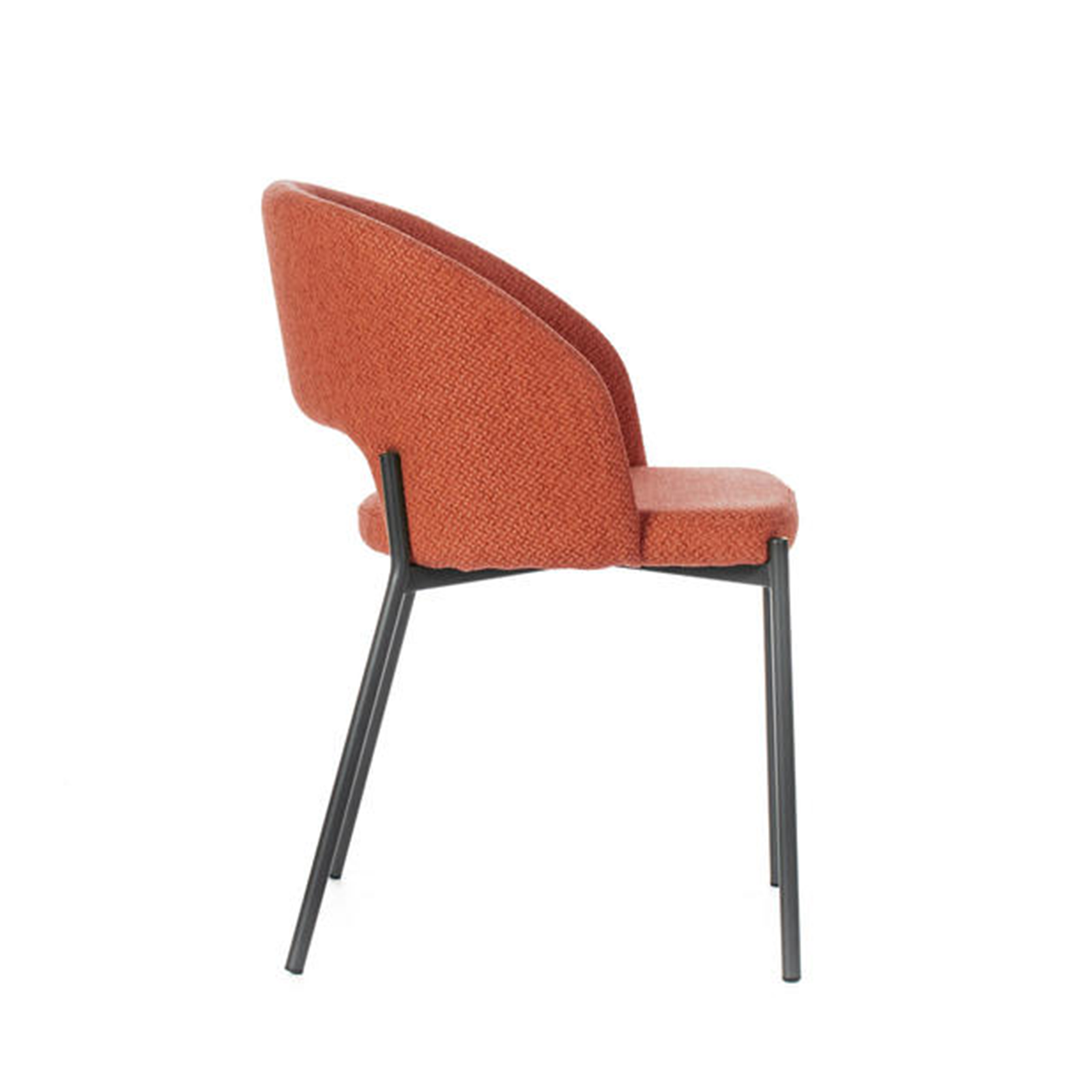Set of modern upholstered "Erica" dining chairs in fabric, 56x52 cm, 78.5 cm high.