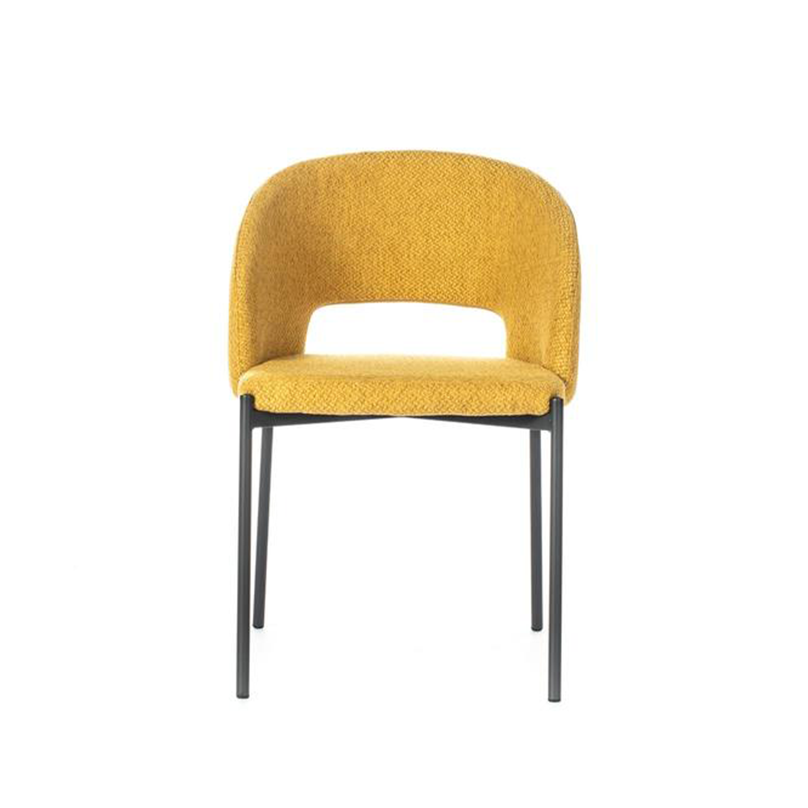 Set of modern upholstered "Erica" dining chairs in fabric, 56x52 cm, 78.5 cm high.