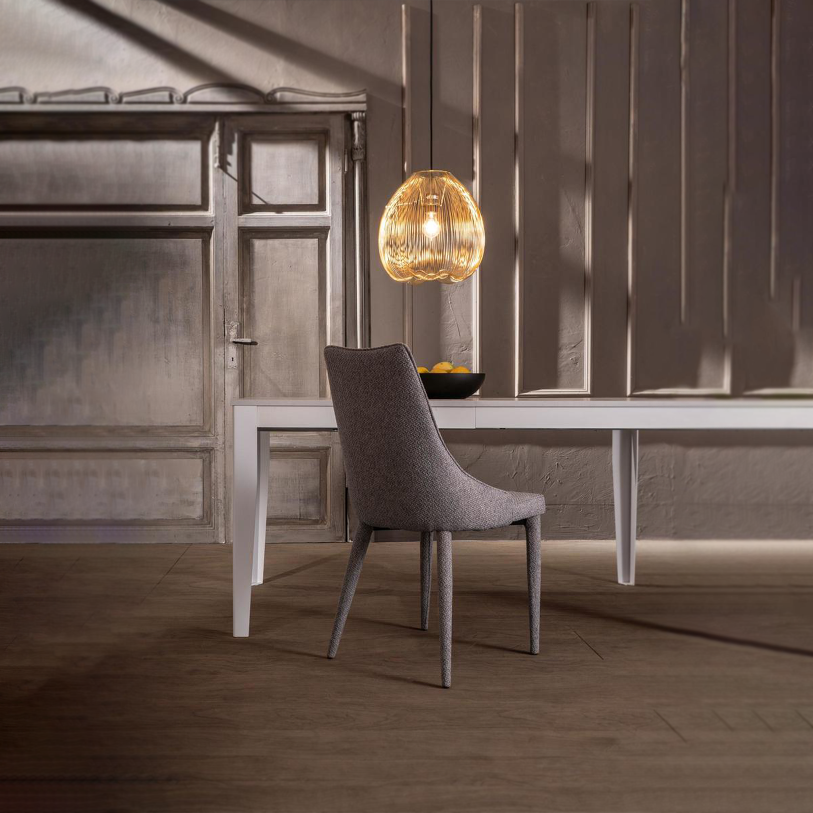 Set of "Edera" upholstered chairs, modern fabric armchairs, 46x46 cm, 91h