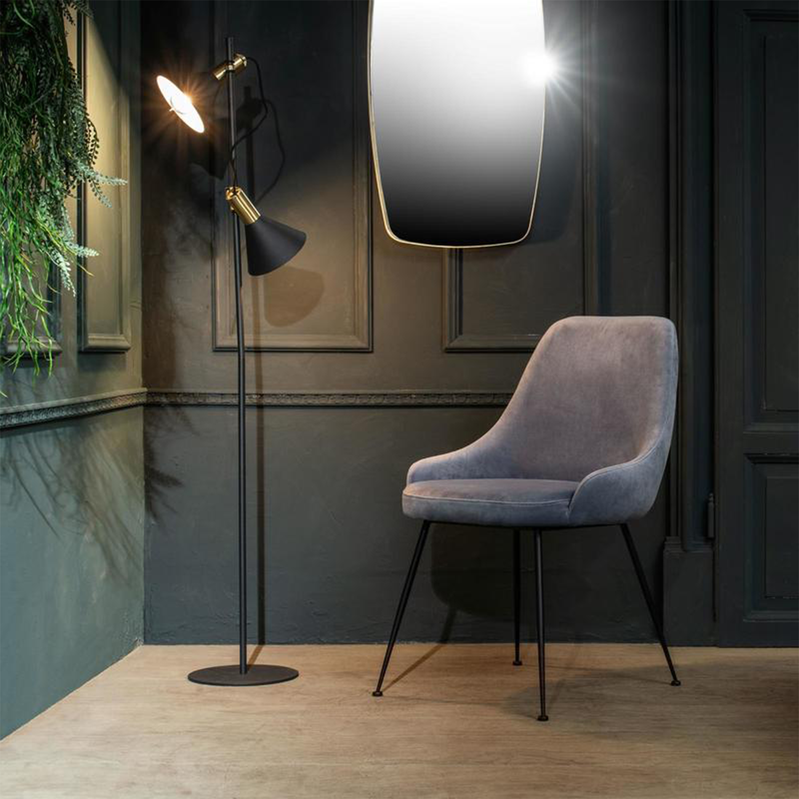 Modern padded chair "Alyssa" velvet effect cm 49.5x48.5 80h